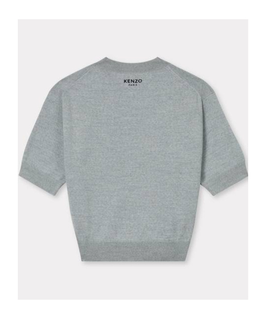 Kenzo Wool Embroidered Pullover In Gray