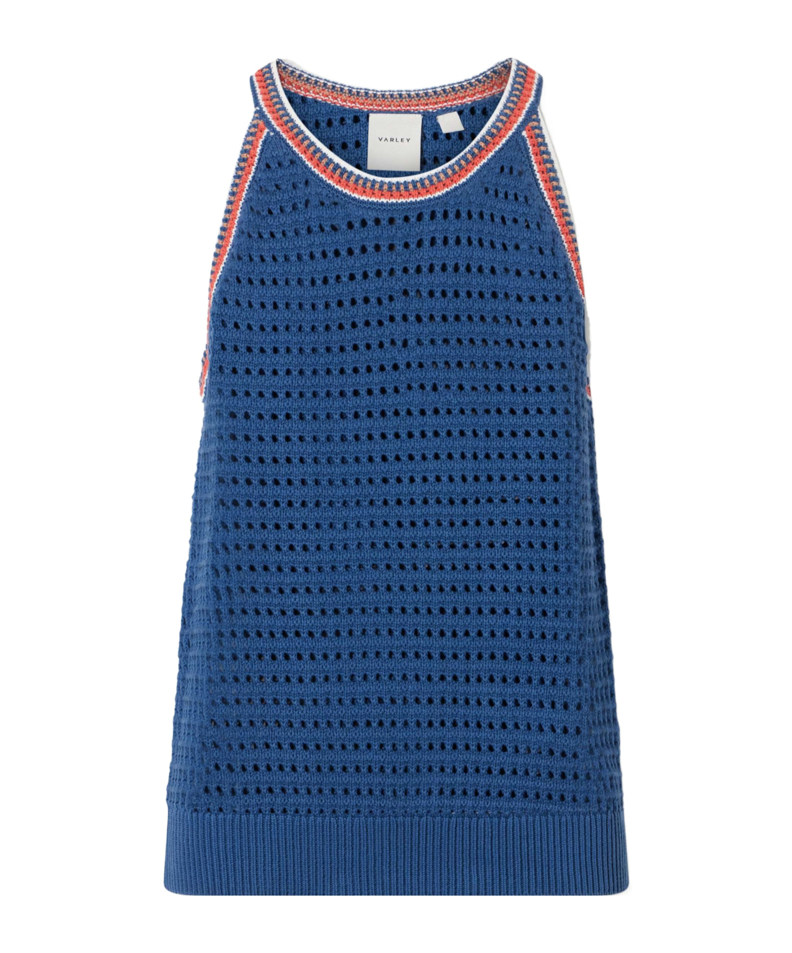 Varley Crochet-knit Cotton Tank In Blue