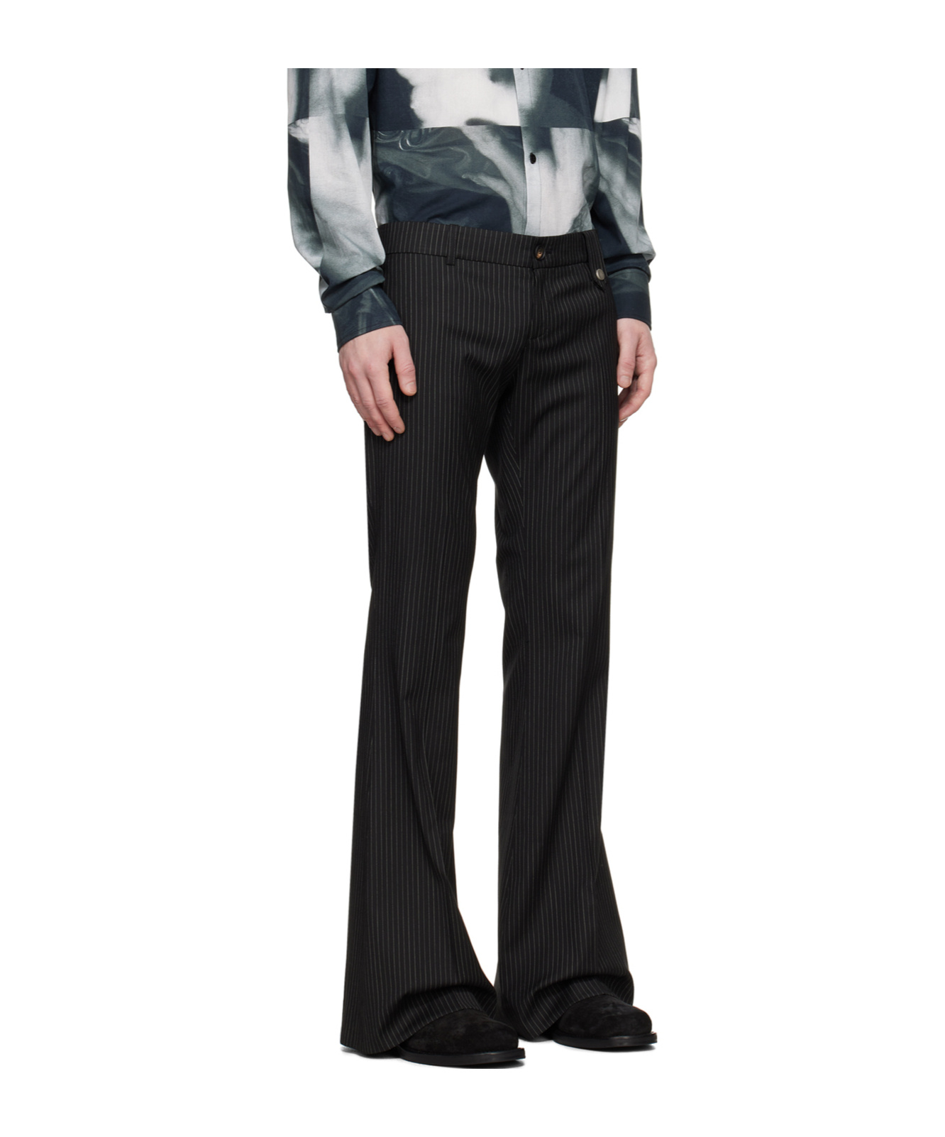 Egonlab Pinstripe Casual Pants In Black