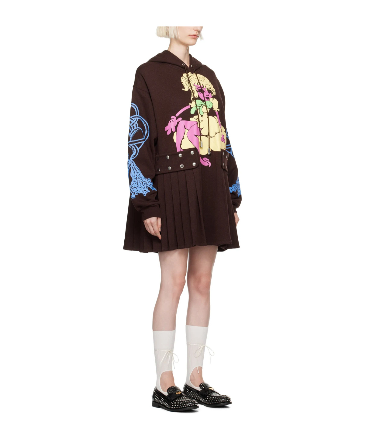 Chopova Lowena Brown Cloudy Girl Gunnel Mini Dress In Black