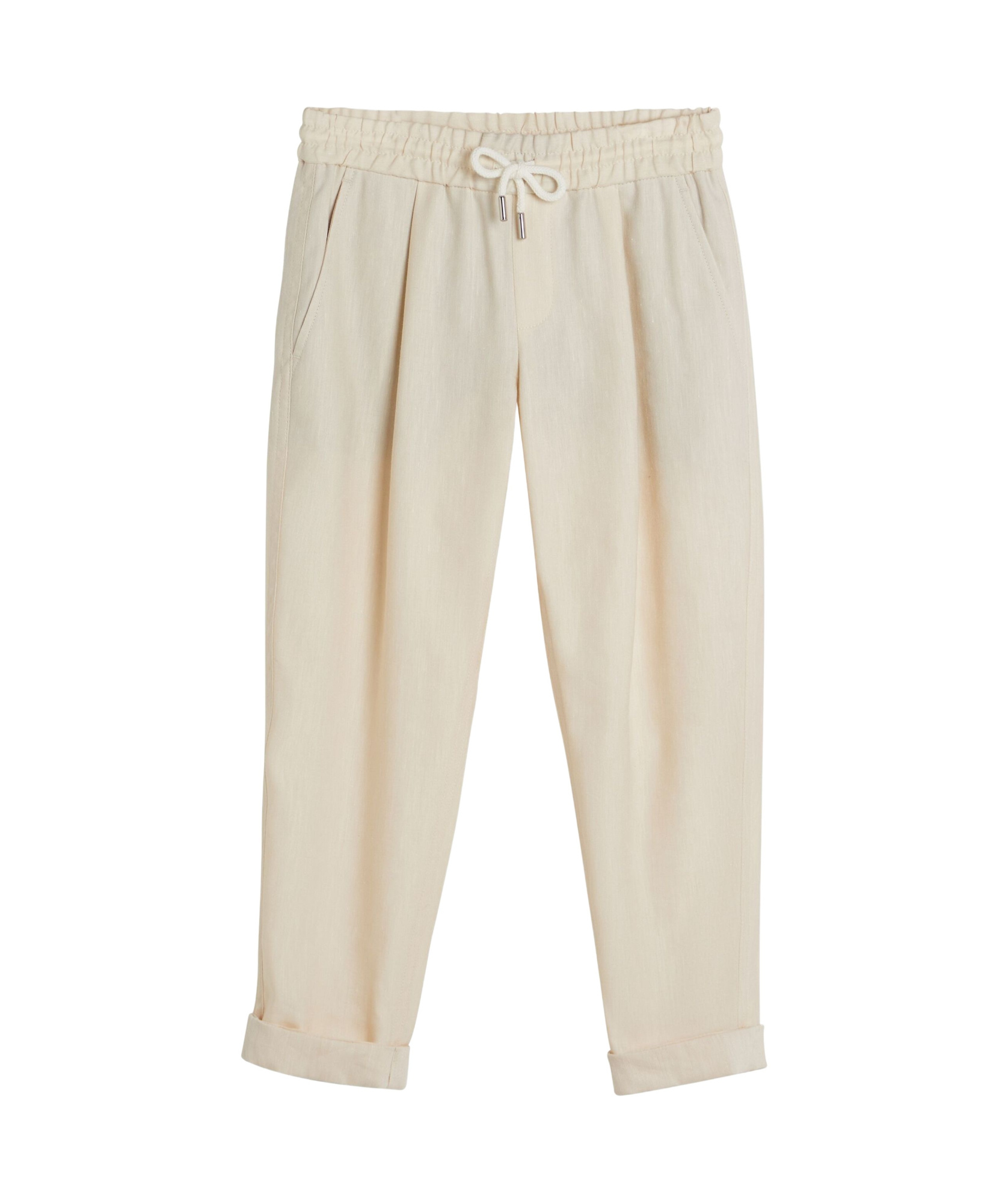 Brunello Cucinelli Elasticated-waist Tapered Trousers In Nude
