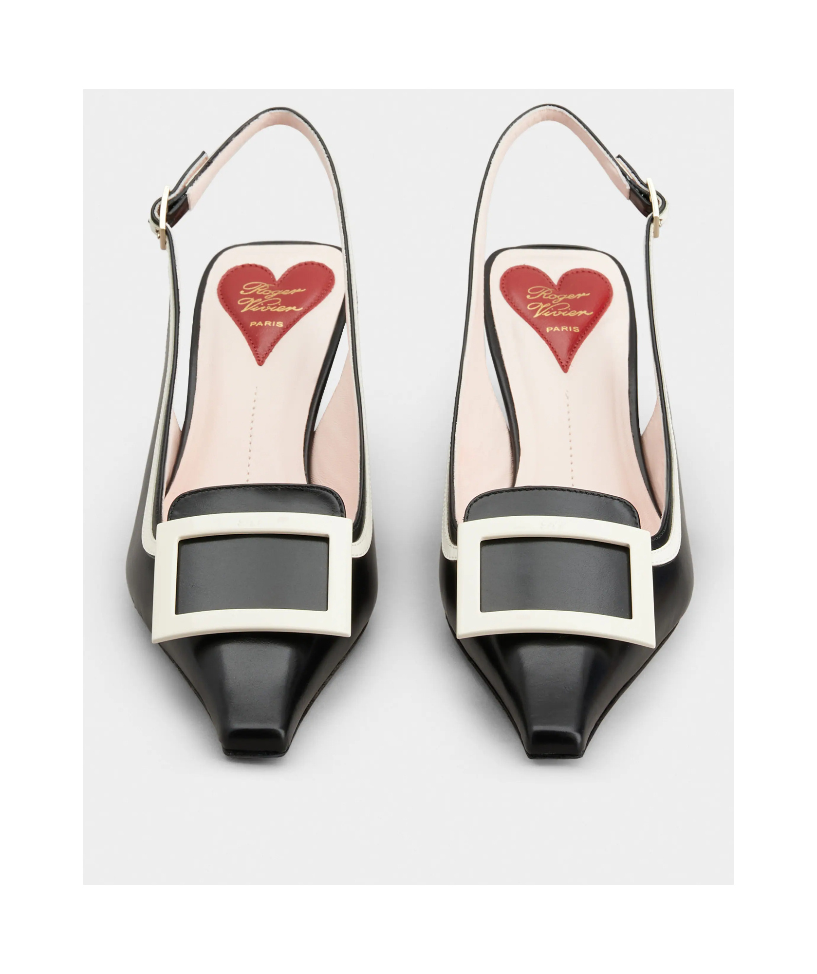 Shop Roger Vivier Viv' Canard Slingback Pumps In Leather In Black