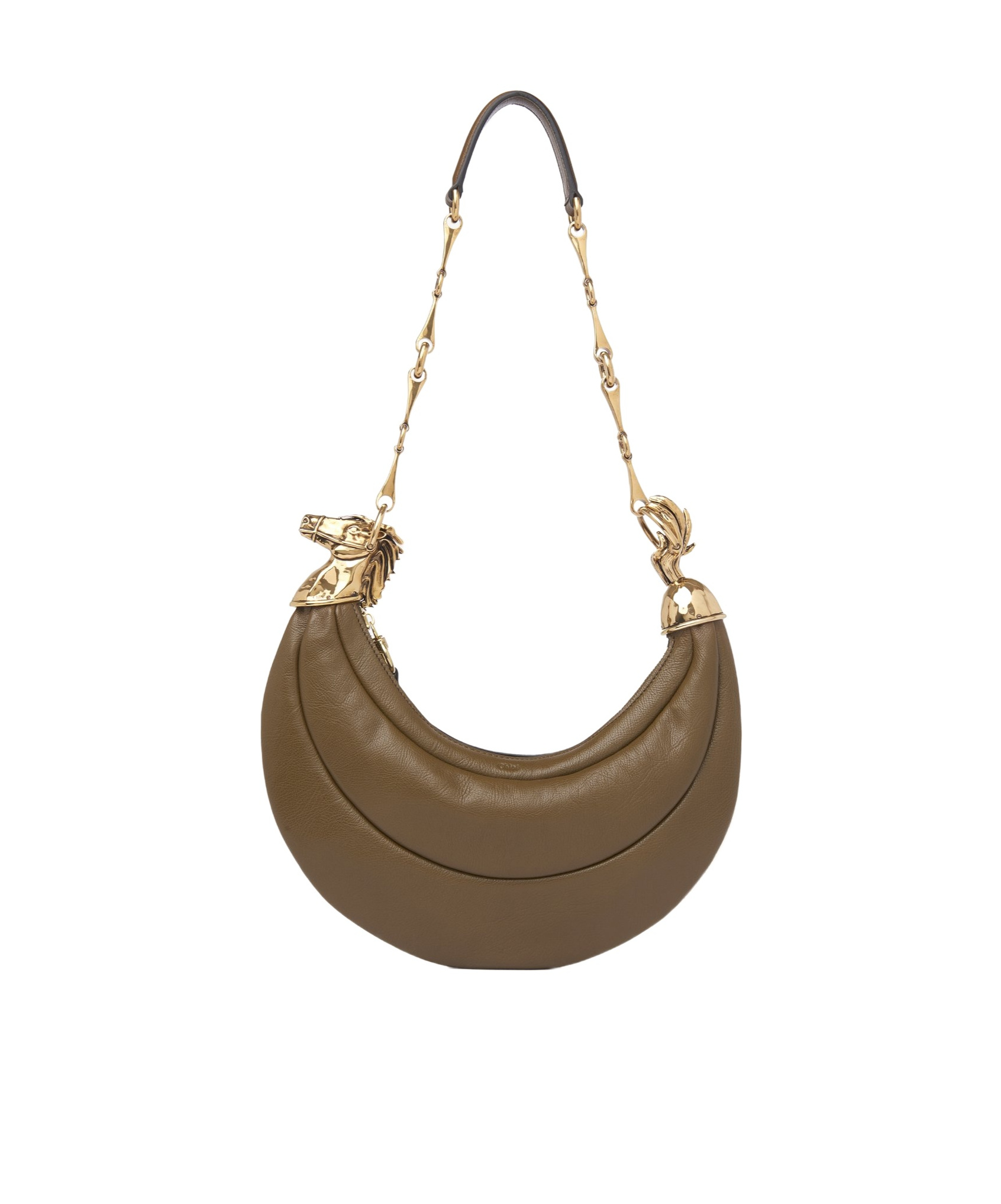 Chloé Logo Shoulder Bag In Deep Khaki