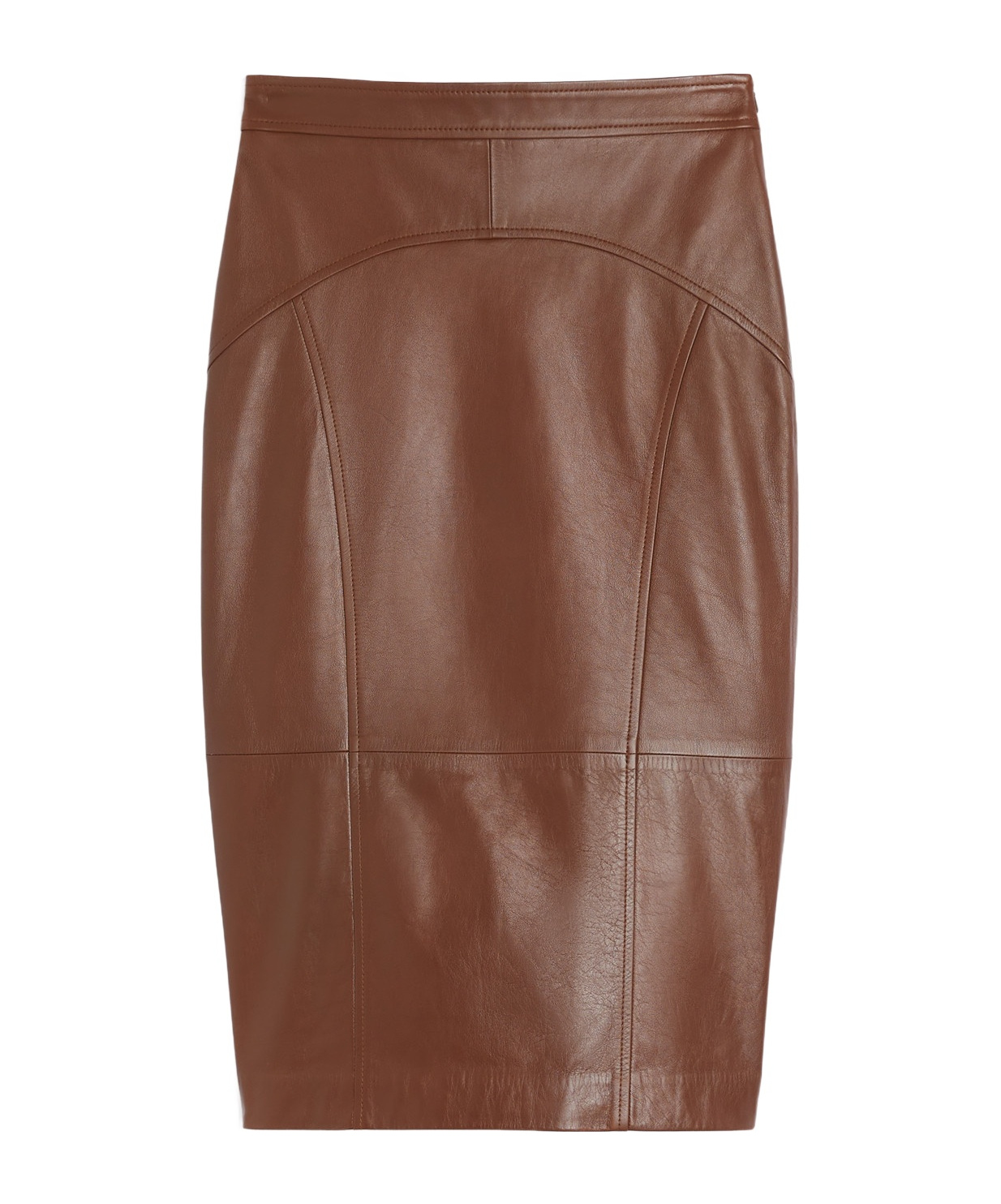 Max Mara Panelled Leather Midi Skirt In Brown