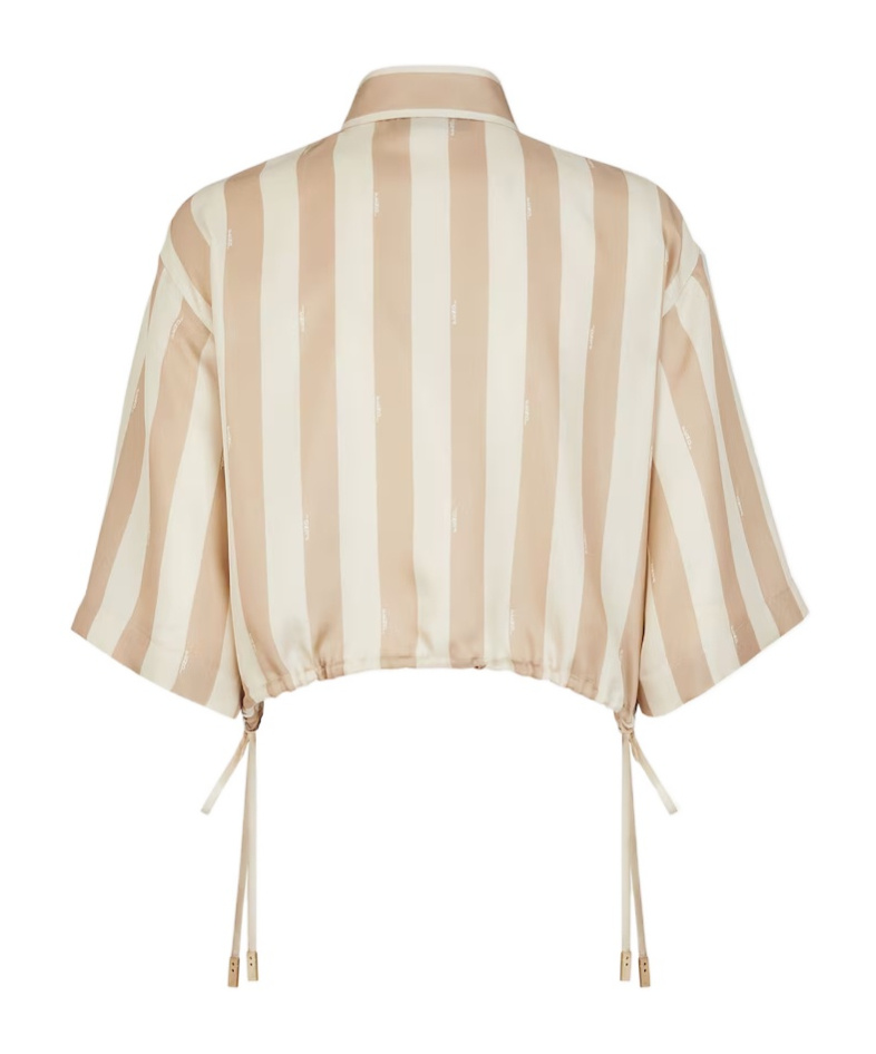 Fendi Pequin Stripes Cropped Shirt In Nude
