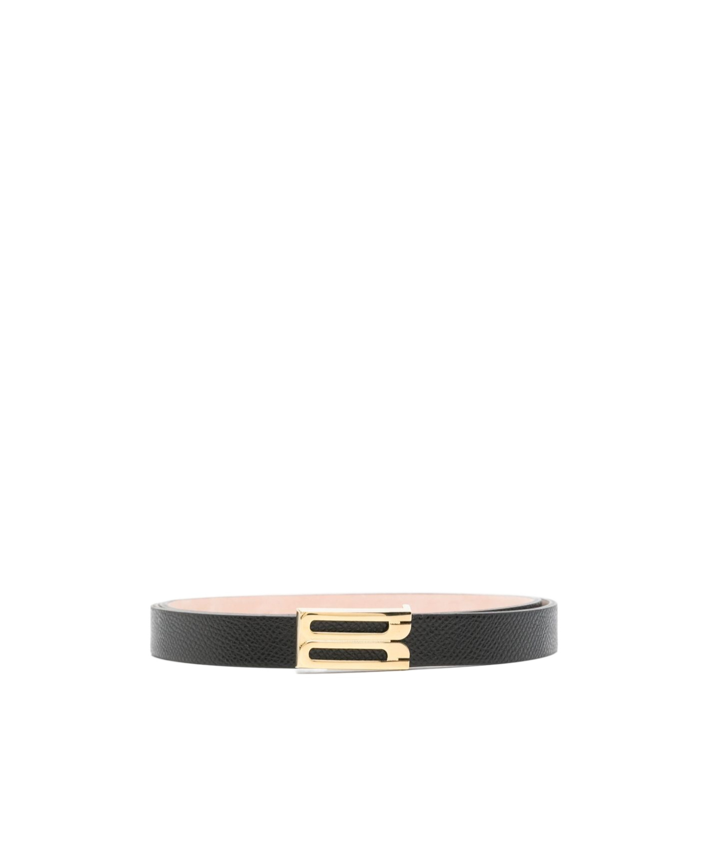 Victoria Beckham Textured Black Belt With Gold-tone Buckle