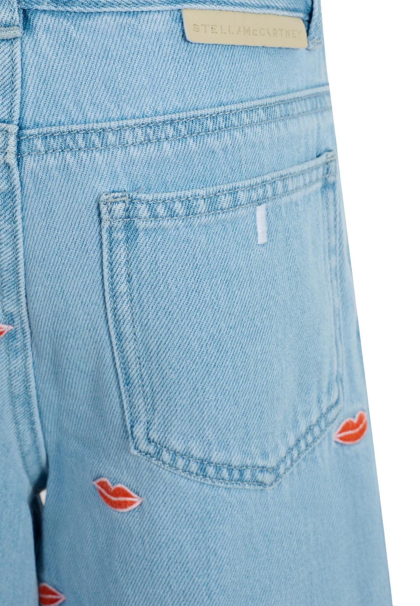 Stella Mccartney Ide-leg Jeans With Embroidery Kids In Blue