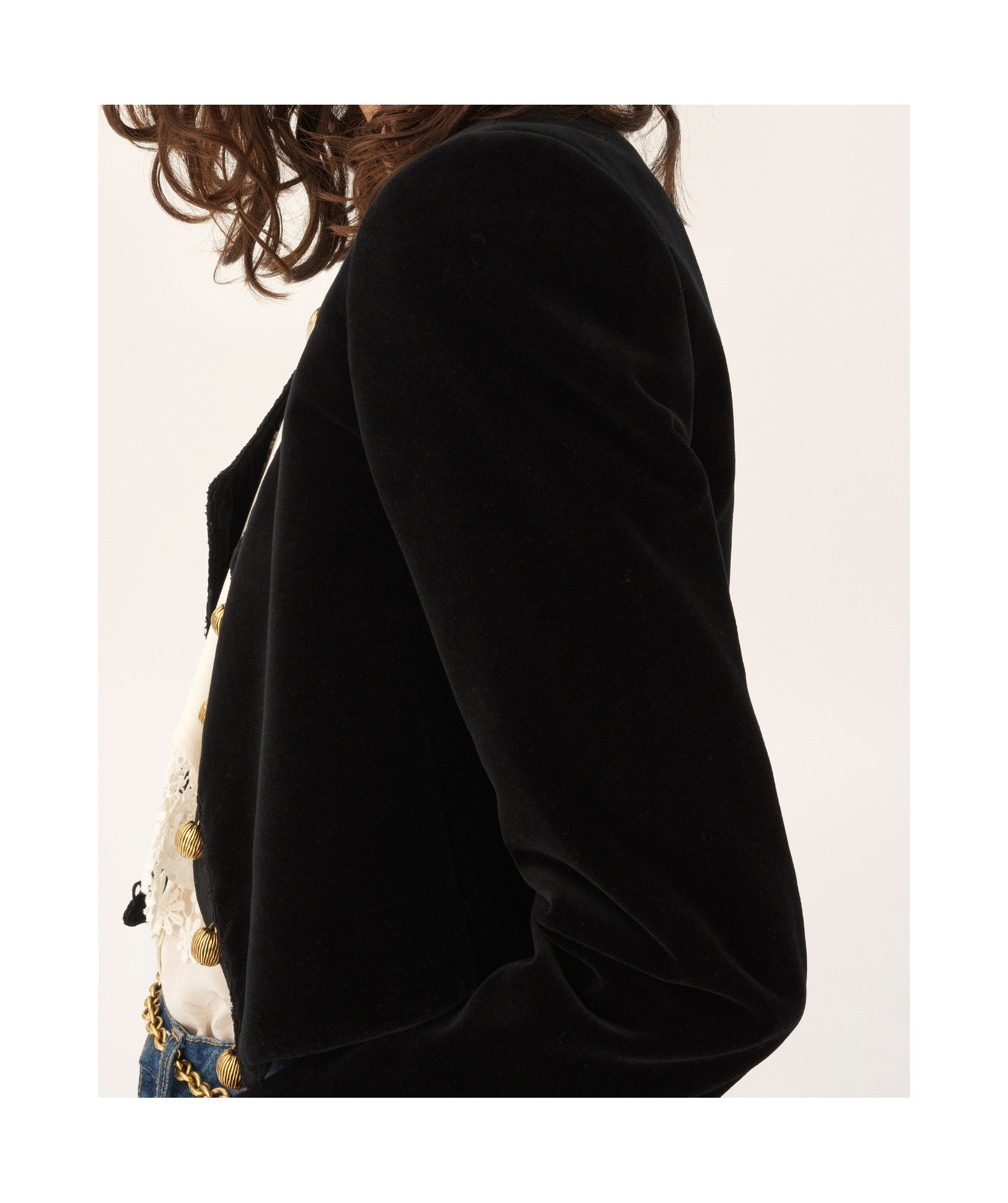 Chloé Cropped Spencer Jacket In Velvet In Black