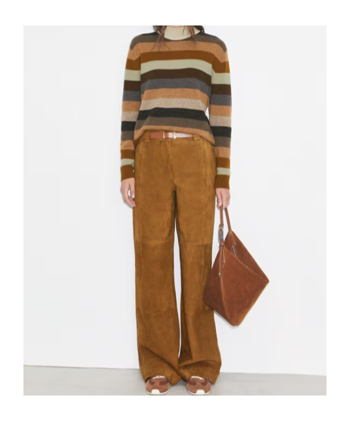 Tory Burch Suede Panelled Trousers In Gold