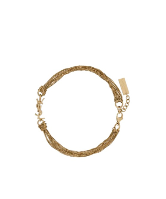 Saint Laurent Cassandre Metal Tassel Bracelet In Yellow
