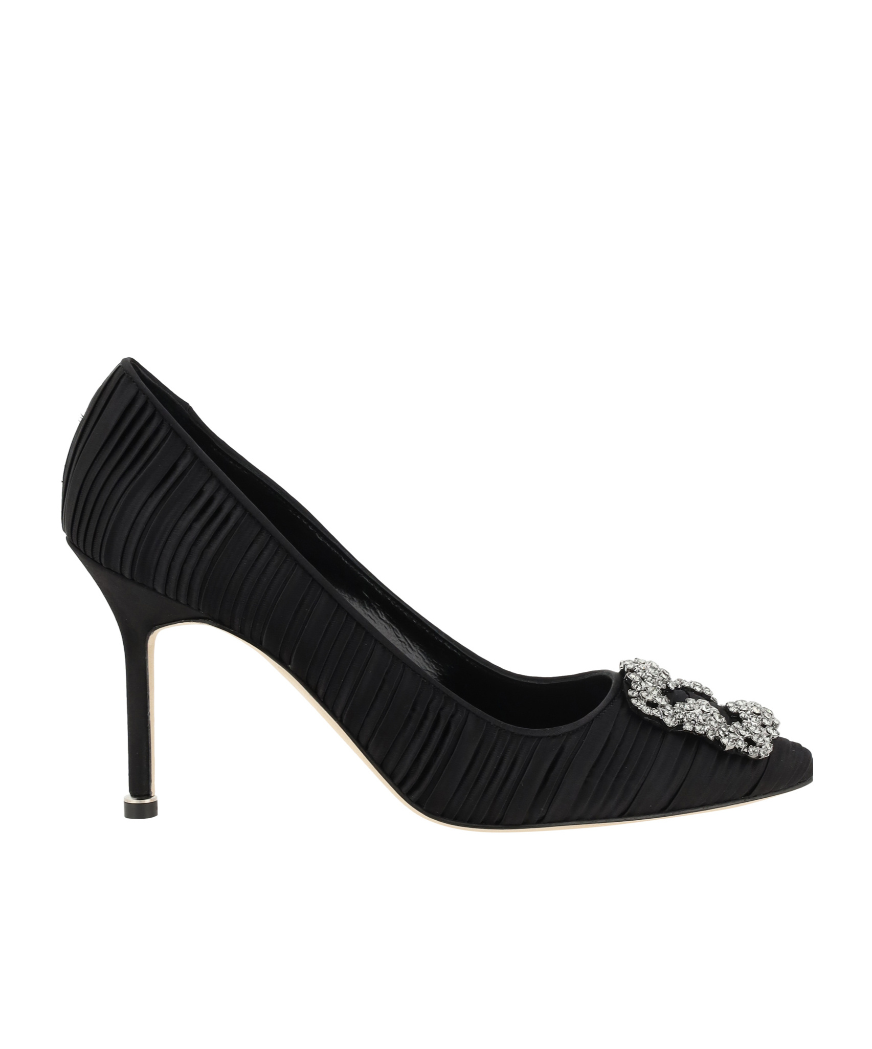 Manolo Blahnik Satin Gem-button High Heels In Black