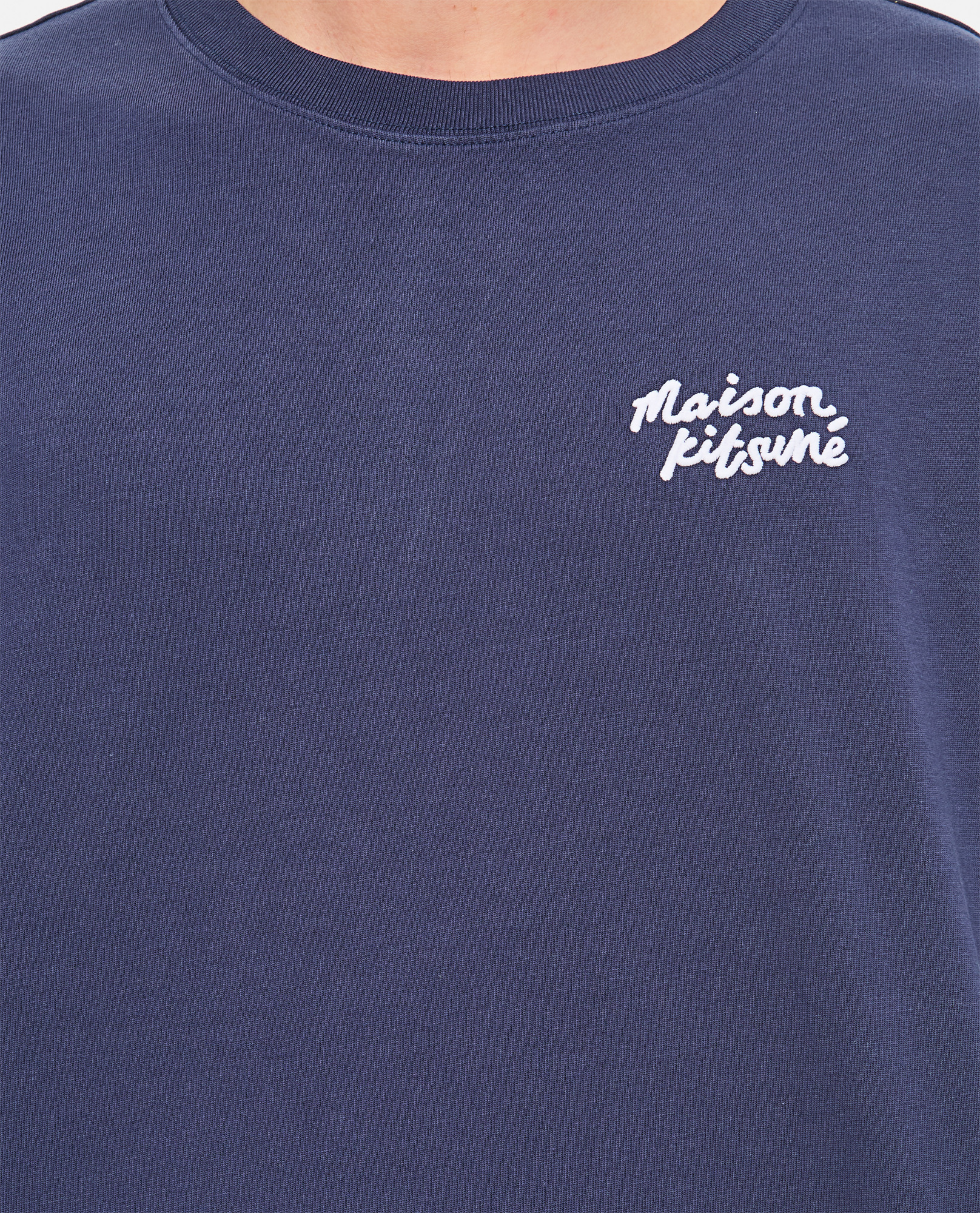 Maison Kitsuné Maison Kitsune Handwriting Embroidery Oversize Tee In Blue
