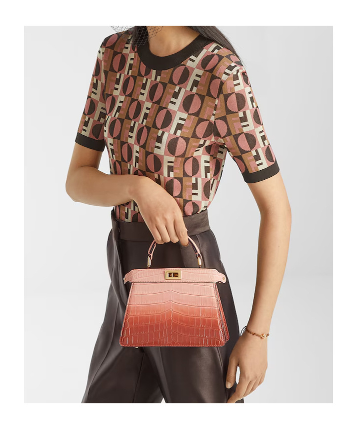 Fendi Three-dimensional Jacquard Sweater With Geometric Pattern In Brown