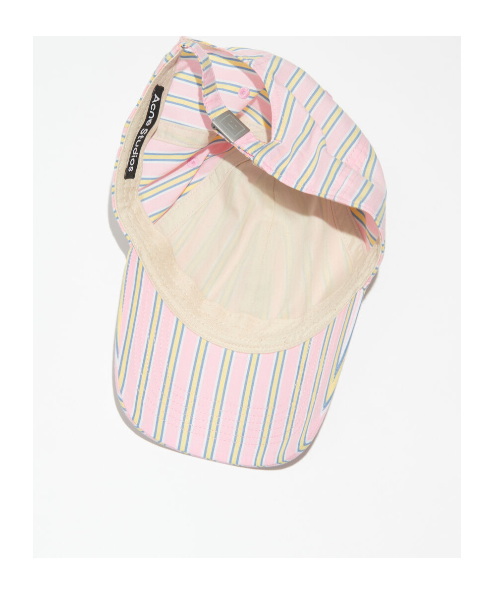 Shop Acne Studios Logo-appliqué Striped Baseball Cap In Pink