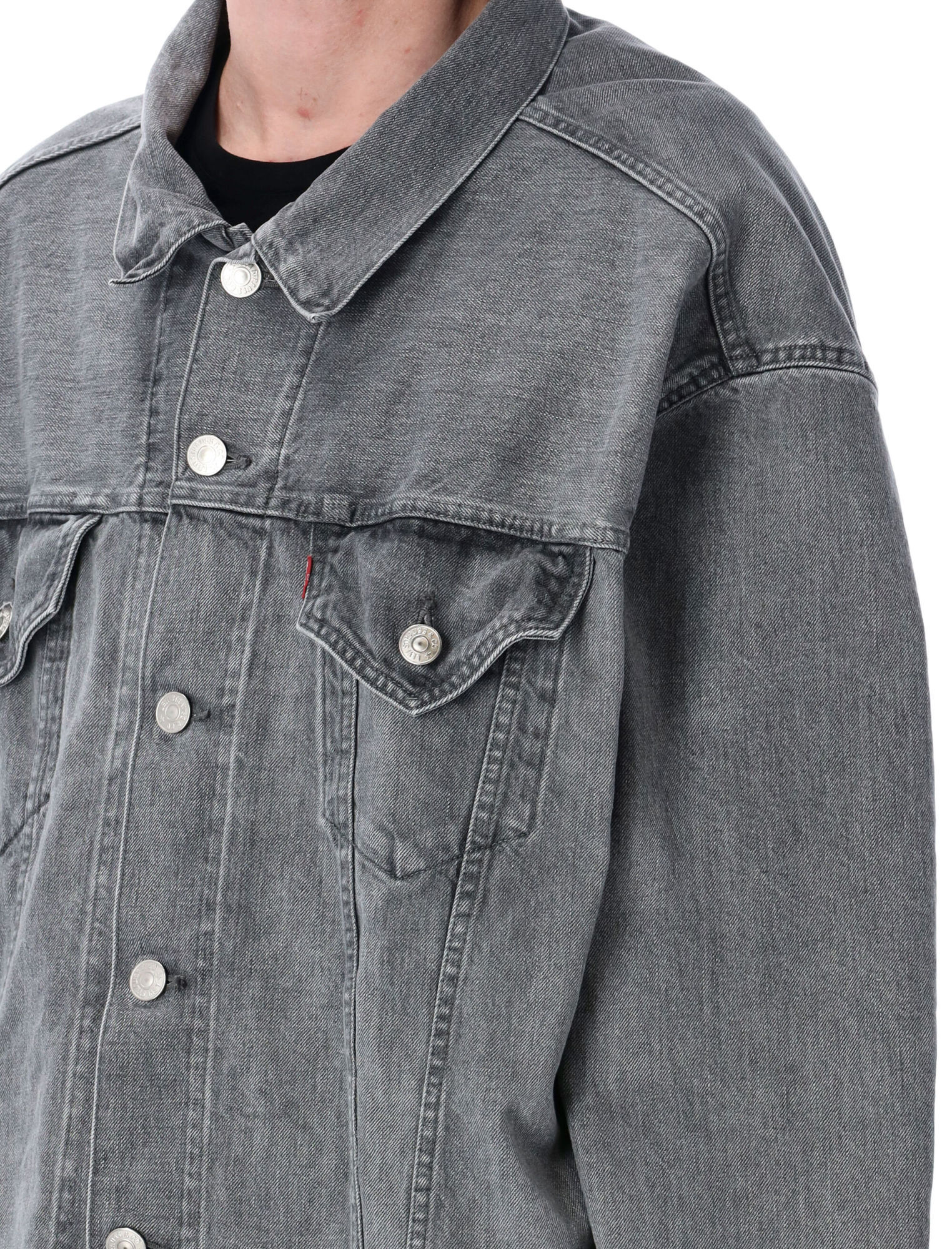 Junya Watanabe Oversized Denim Jacket With Adjustable Back Tabs In Gray