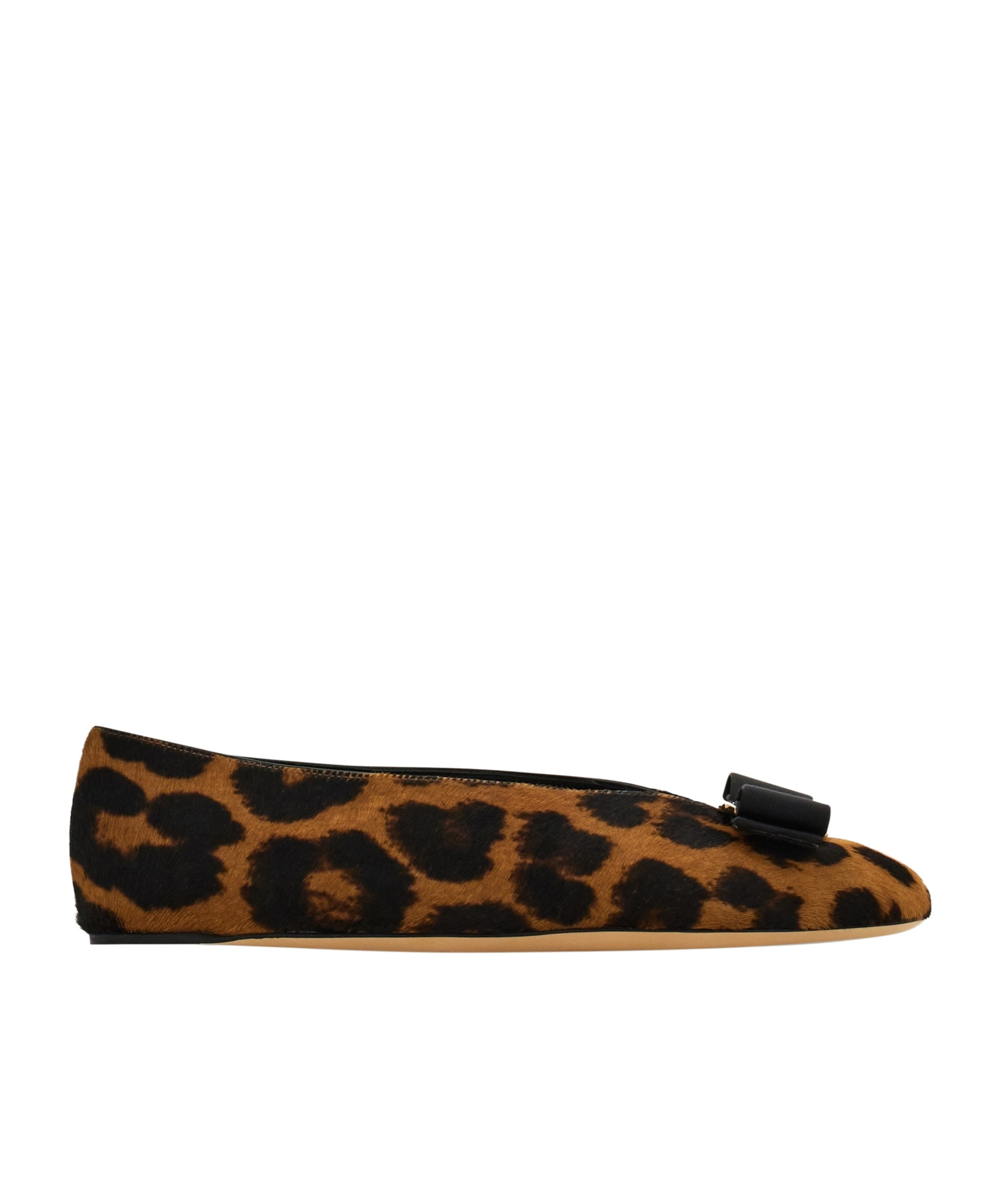 Ferragamo Horsehair Printed Vanna Ballet Flats In Black