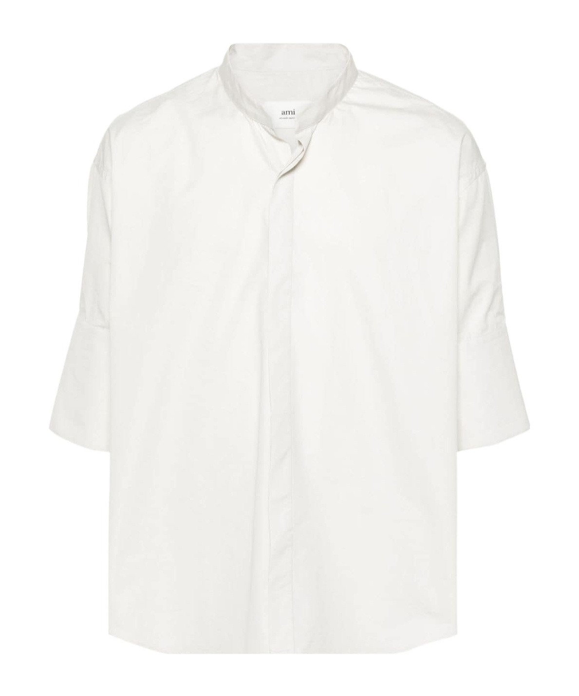Ami Alexandre Mattiussi Ami Mandarin Collar Buttoned Shirt In White