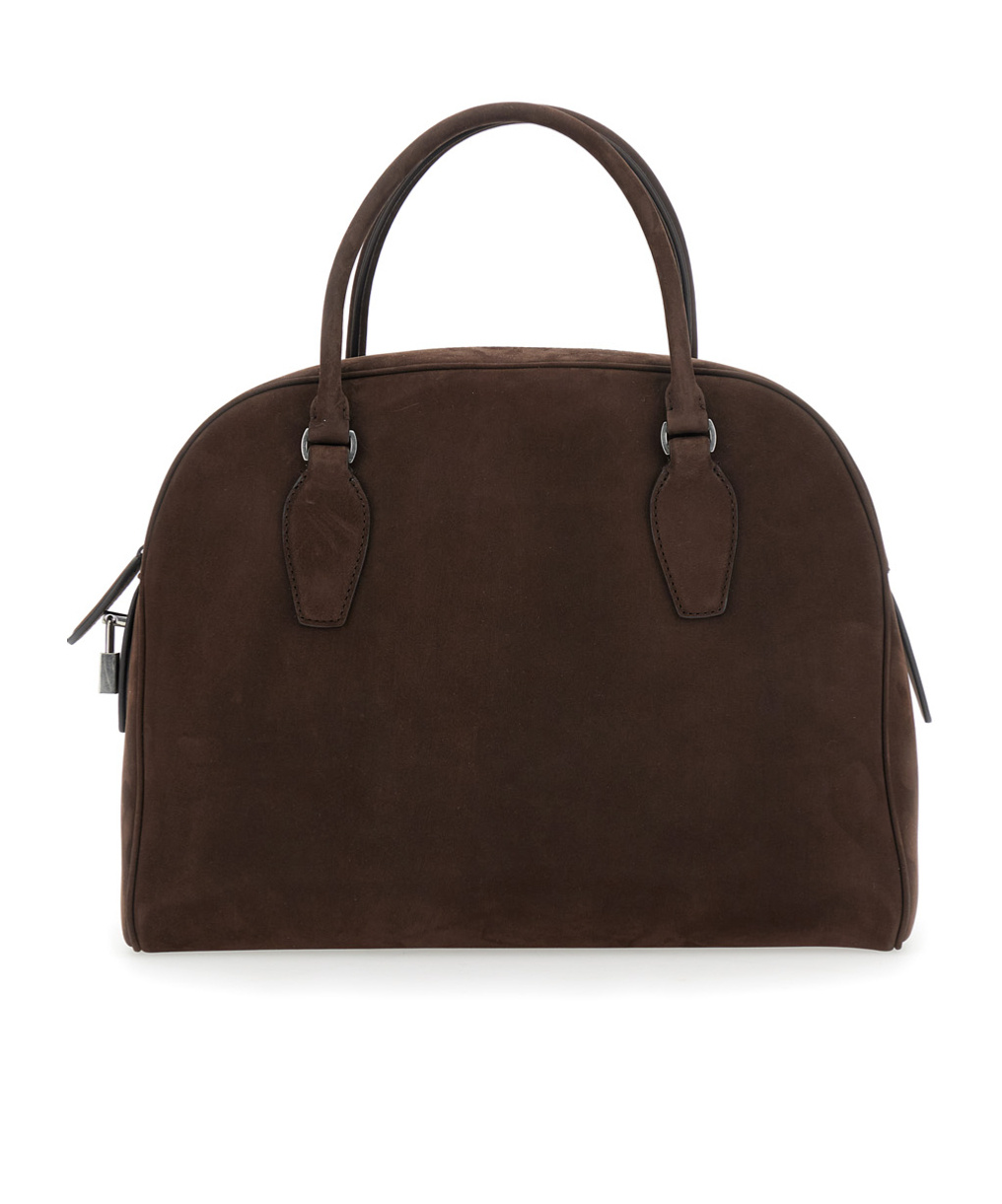 The Row Suede India 12 Handbag With Metal Lock In Black