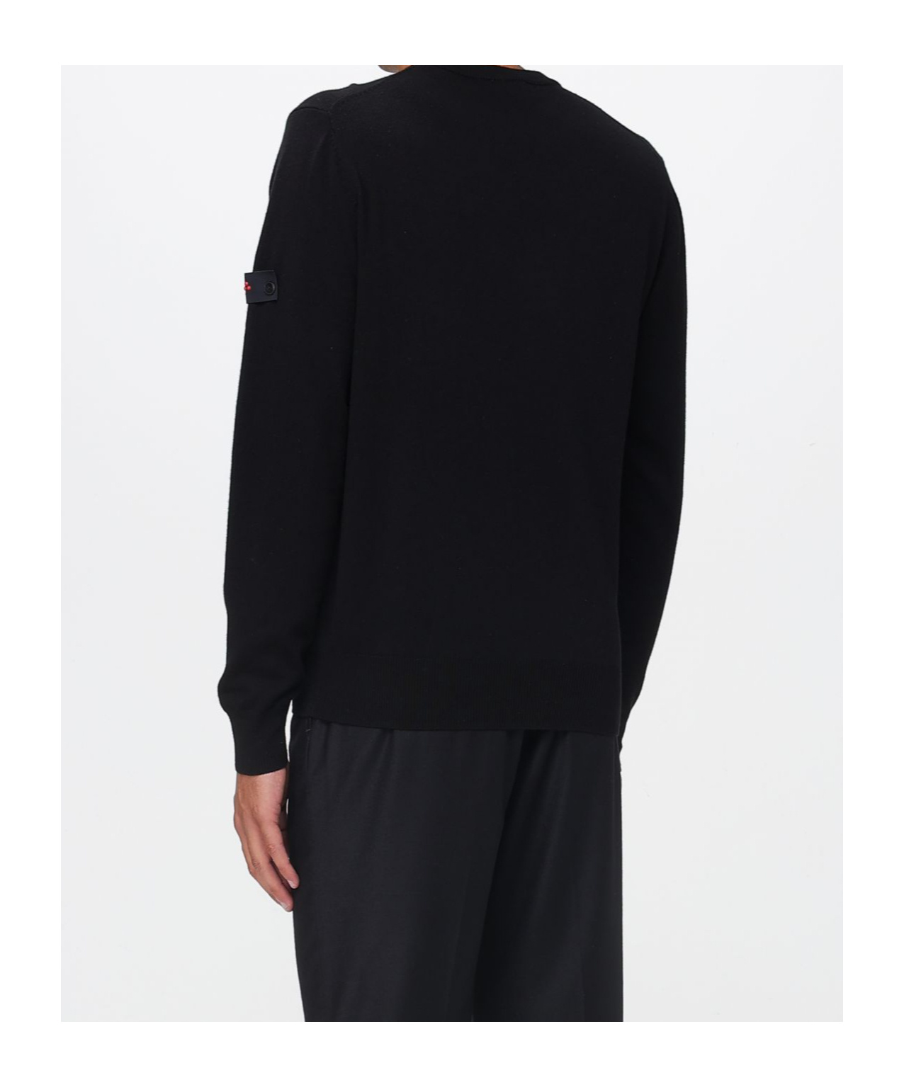 Peuterey Solid Blue Sweater With Round Neckline In Black