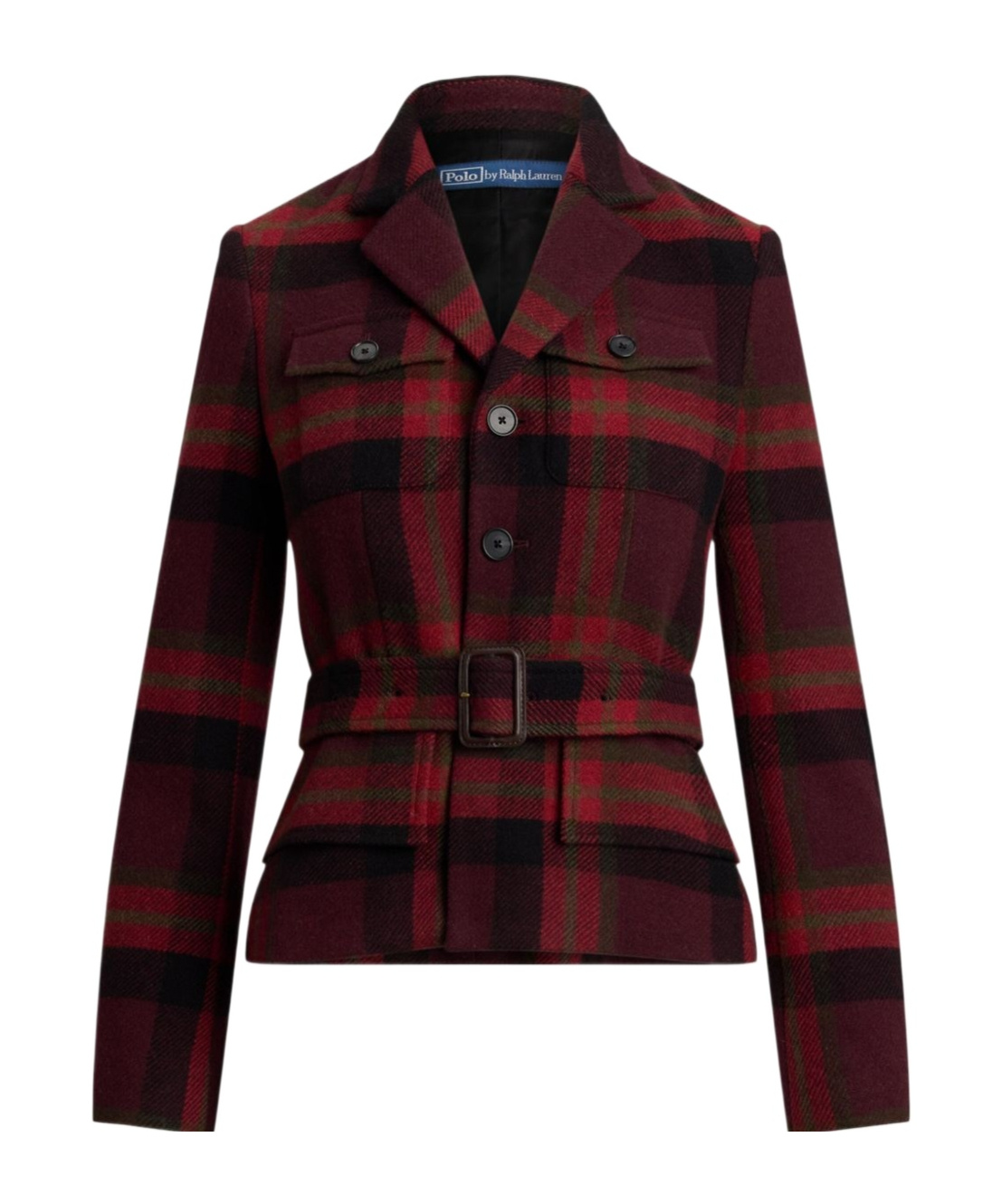 Ralph Lauren Belted Plaid Jacket In Red