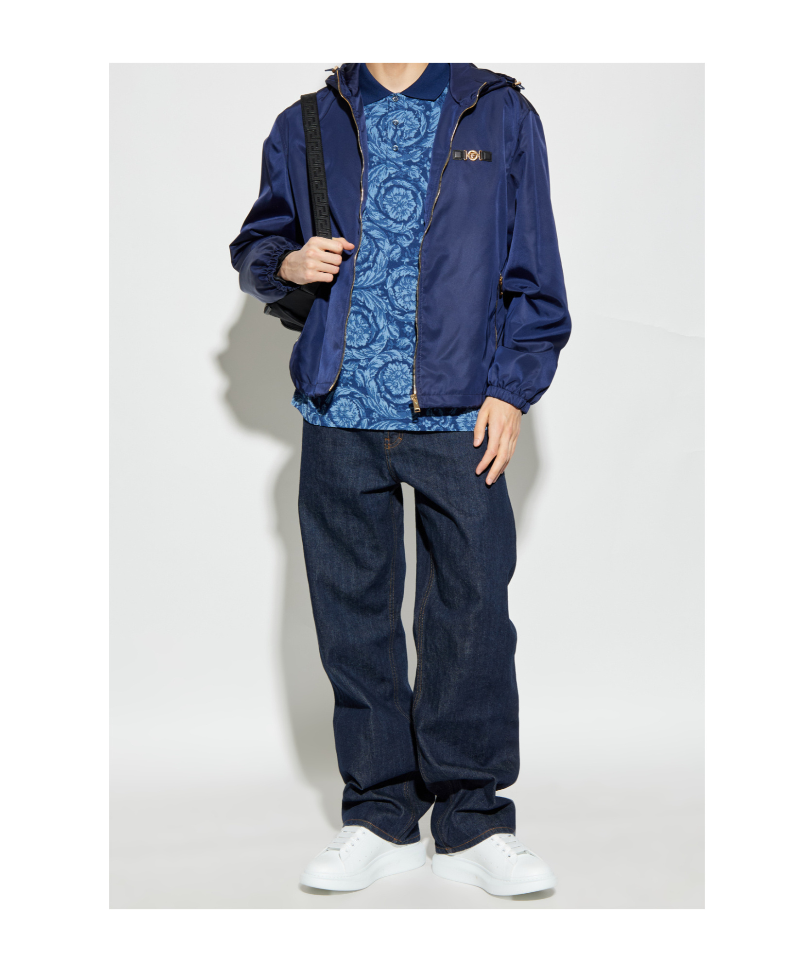 Versace Hooded Blazer Drawstring Side Pockets