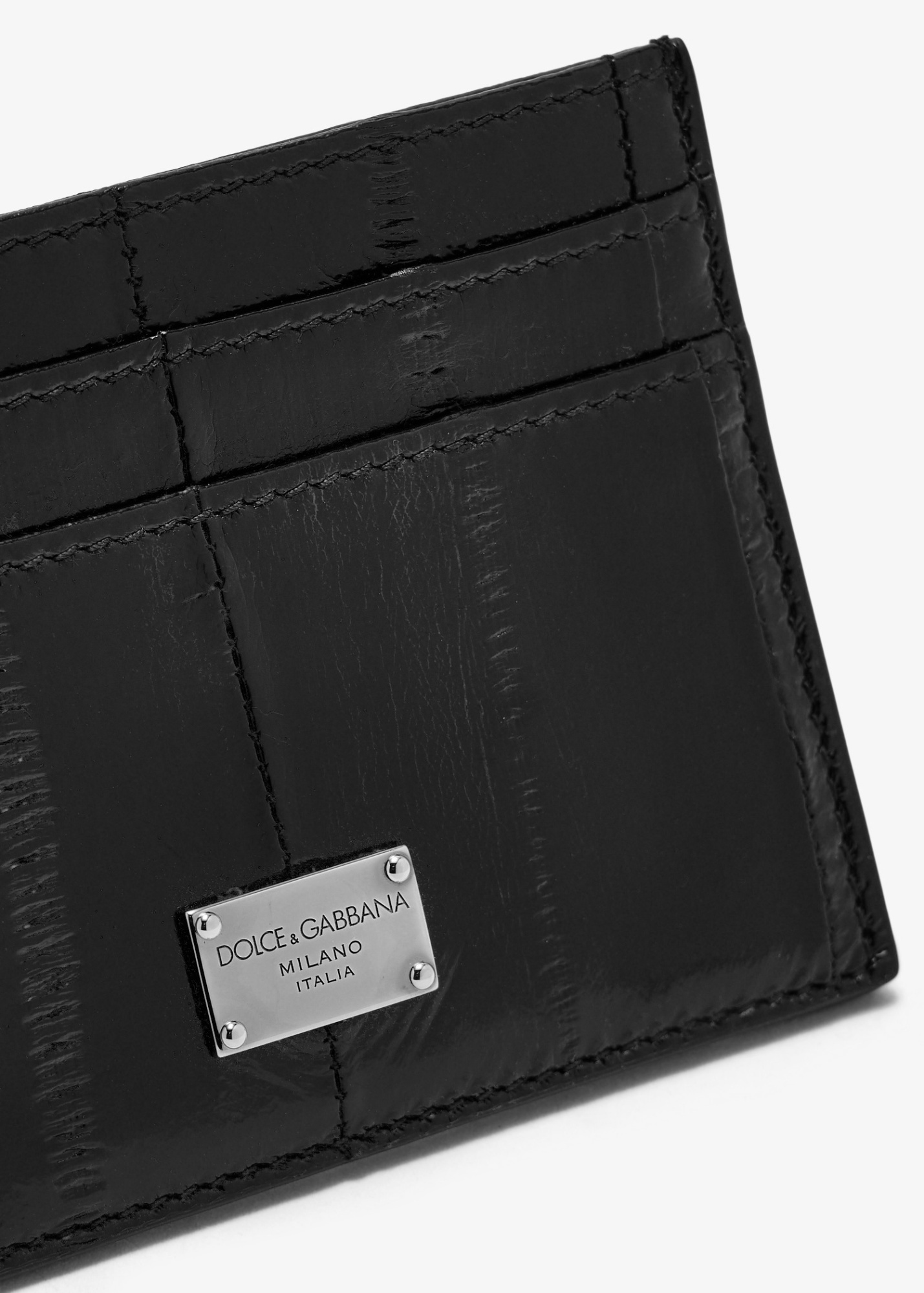 Dolce & Gabbana Textured Leather Card Holder In Black