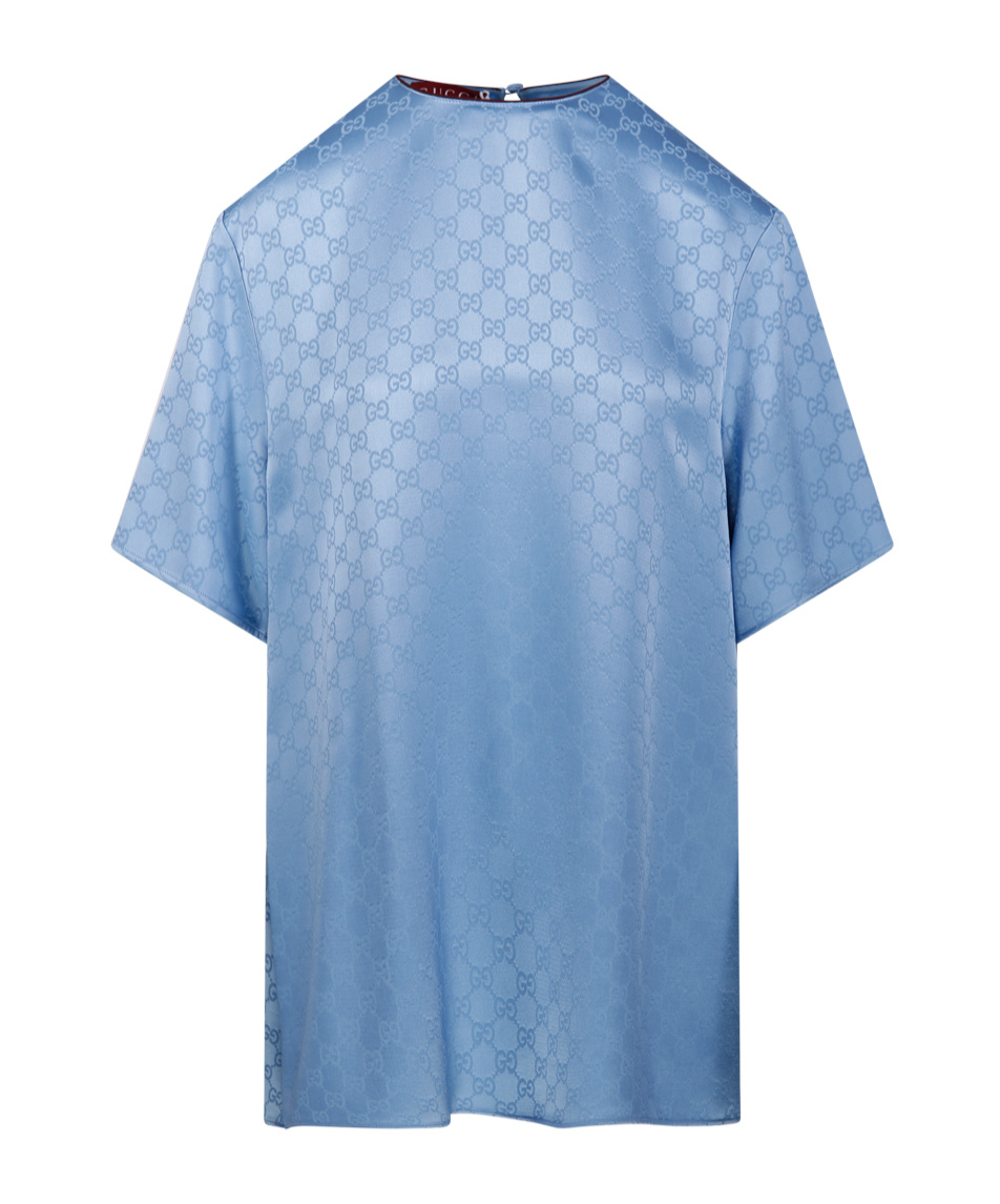 Gucci Light Blue Gg Satin Top In Gray