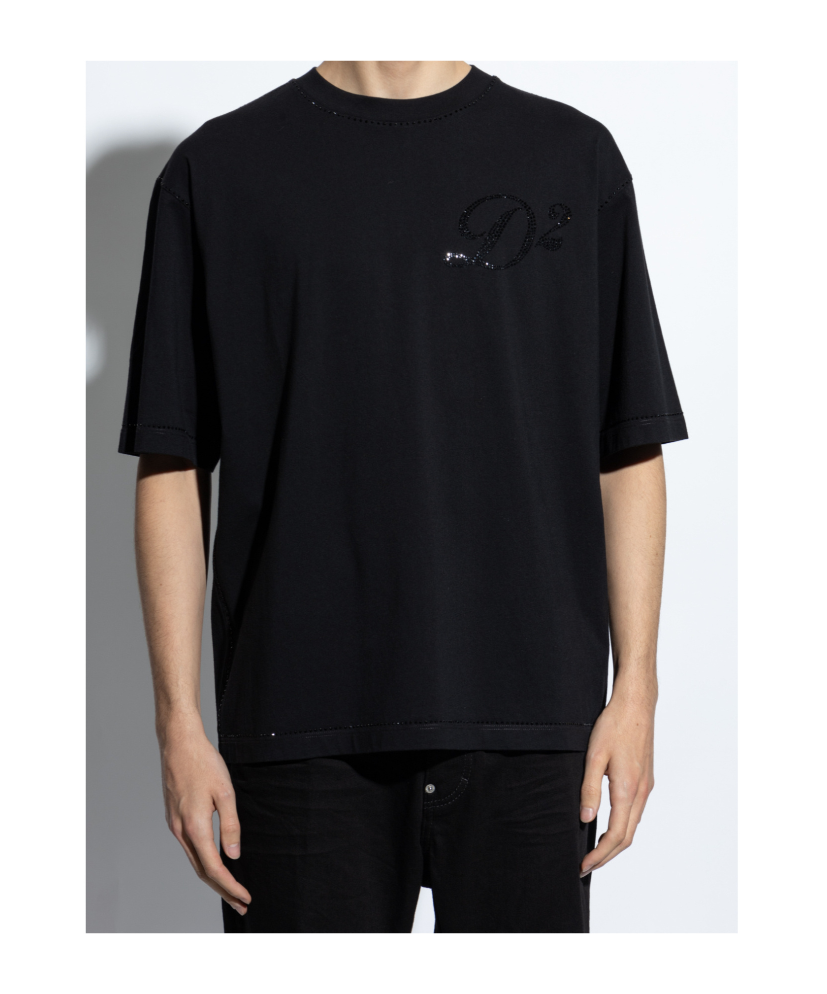 Dsquared2 Open-necked Black Shirt In Black