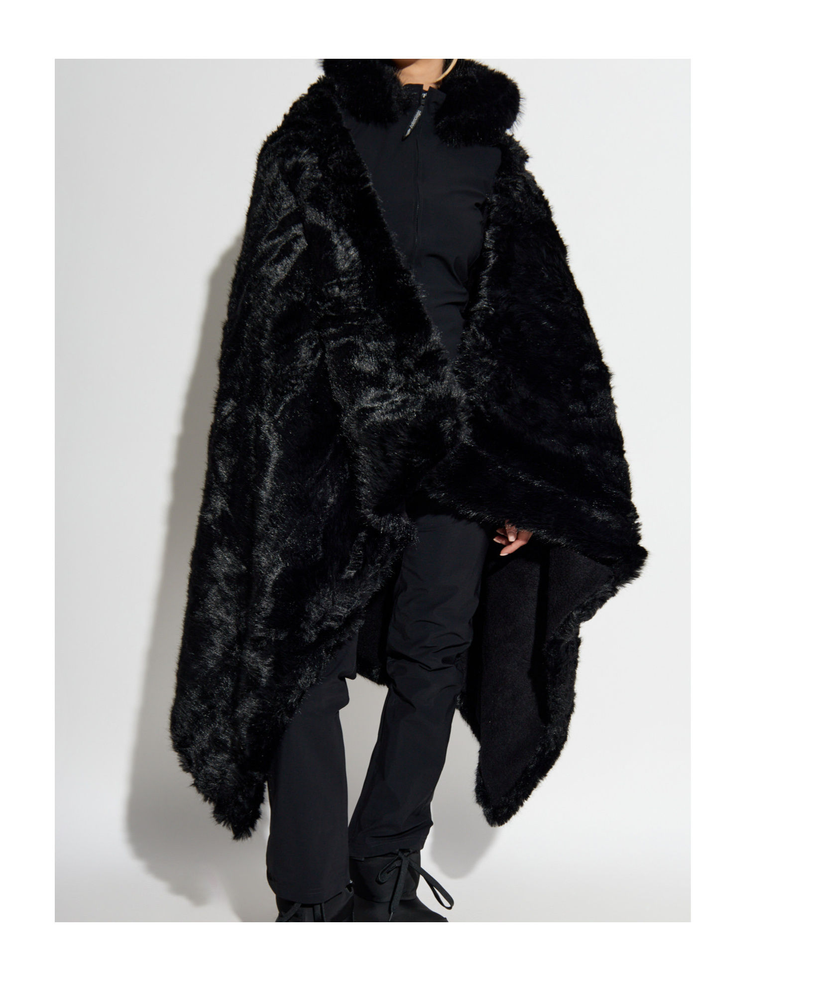 Balenciaga Faux-fur Coat In Black