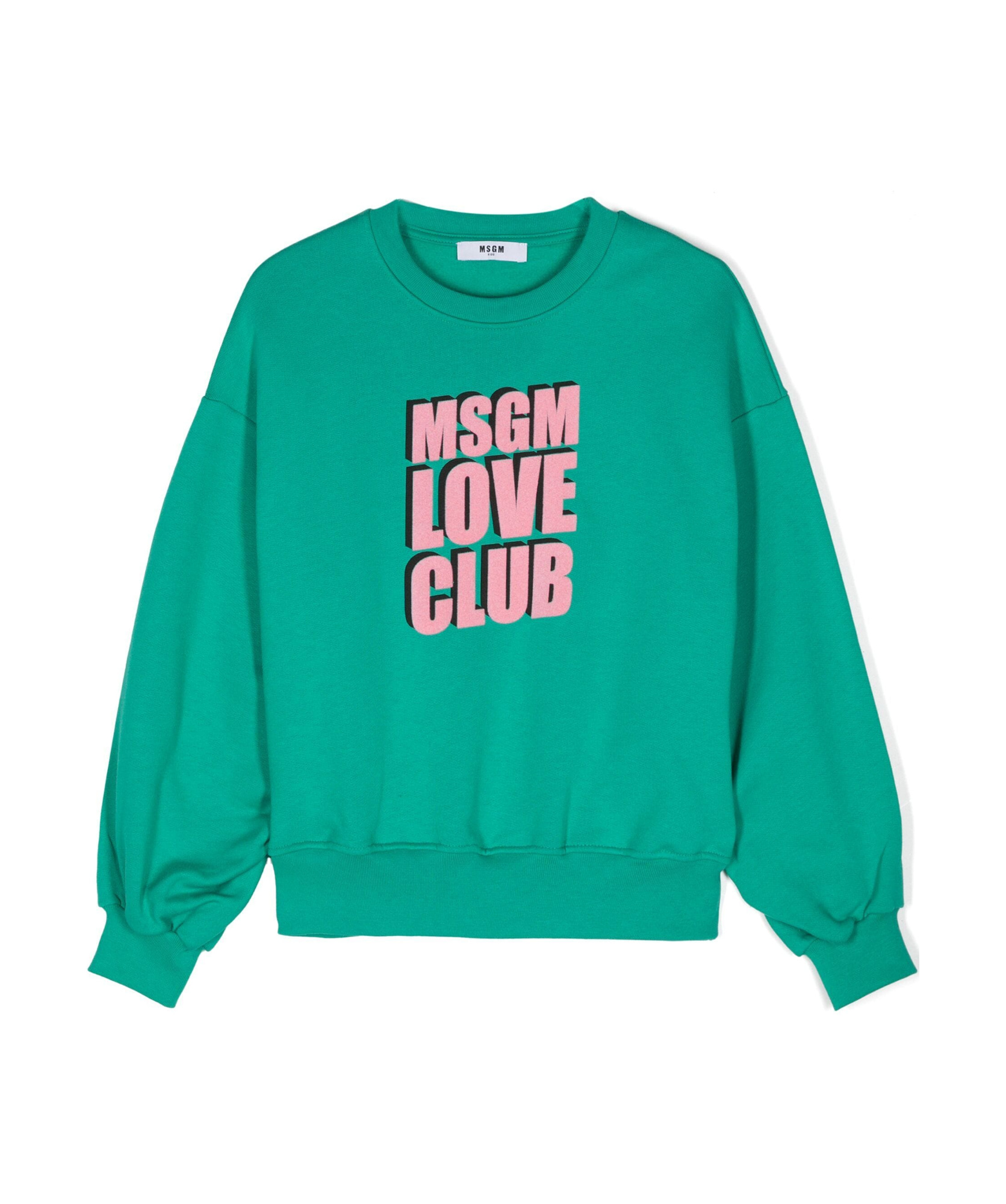 Shop Msgm Flocked-logo Cotton Sweatshirt In Green