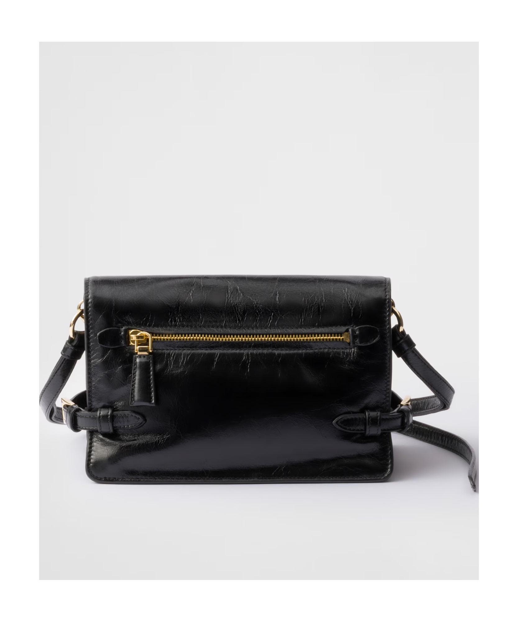 Prada Flap Soft Leather Shoulder Bag In Black