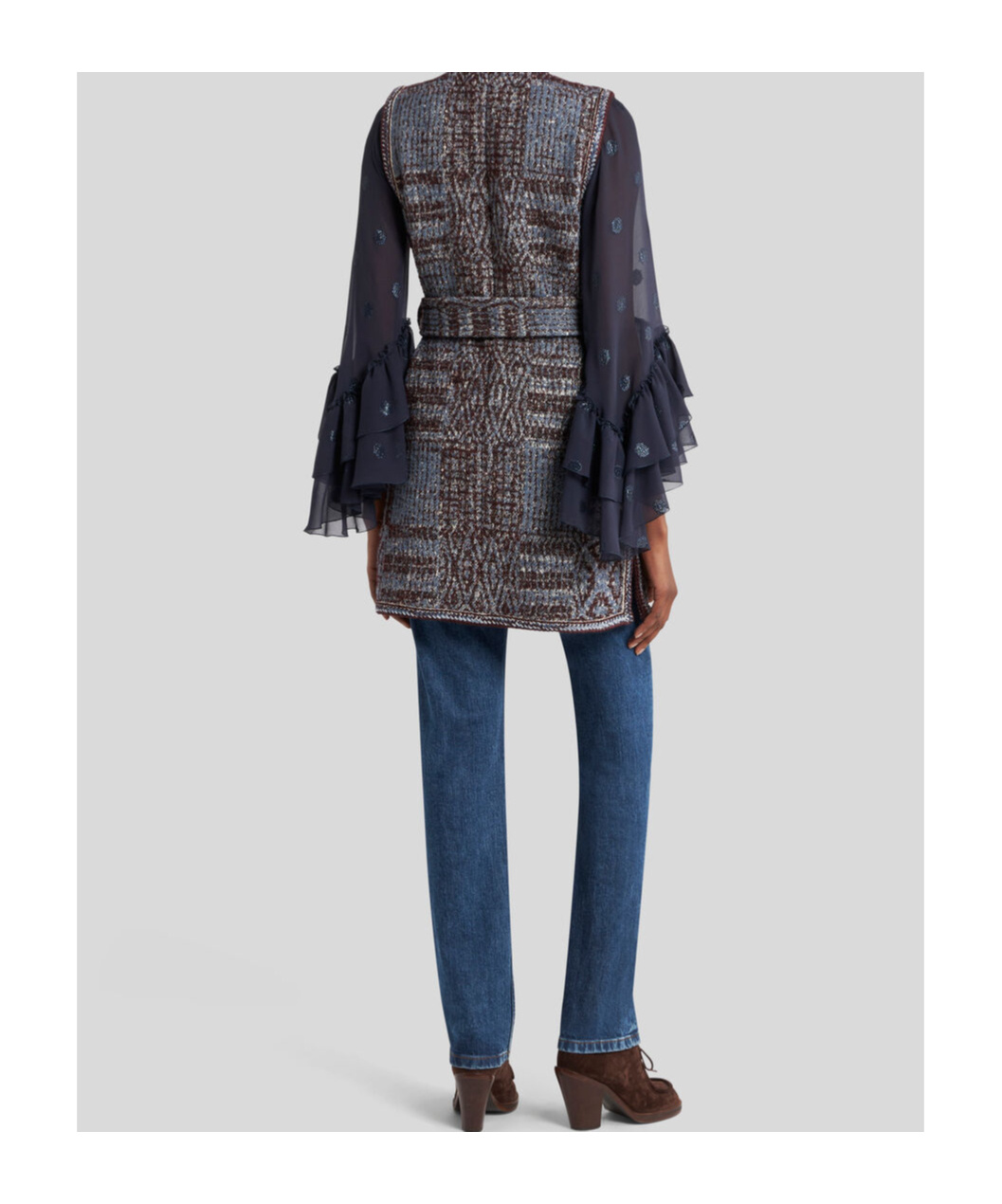 Etro Patterned-jacquard Gilet In Gray