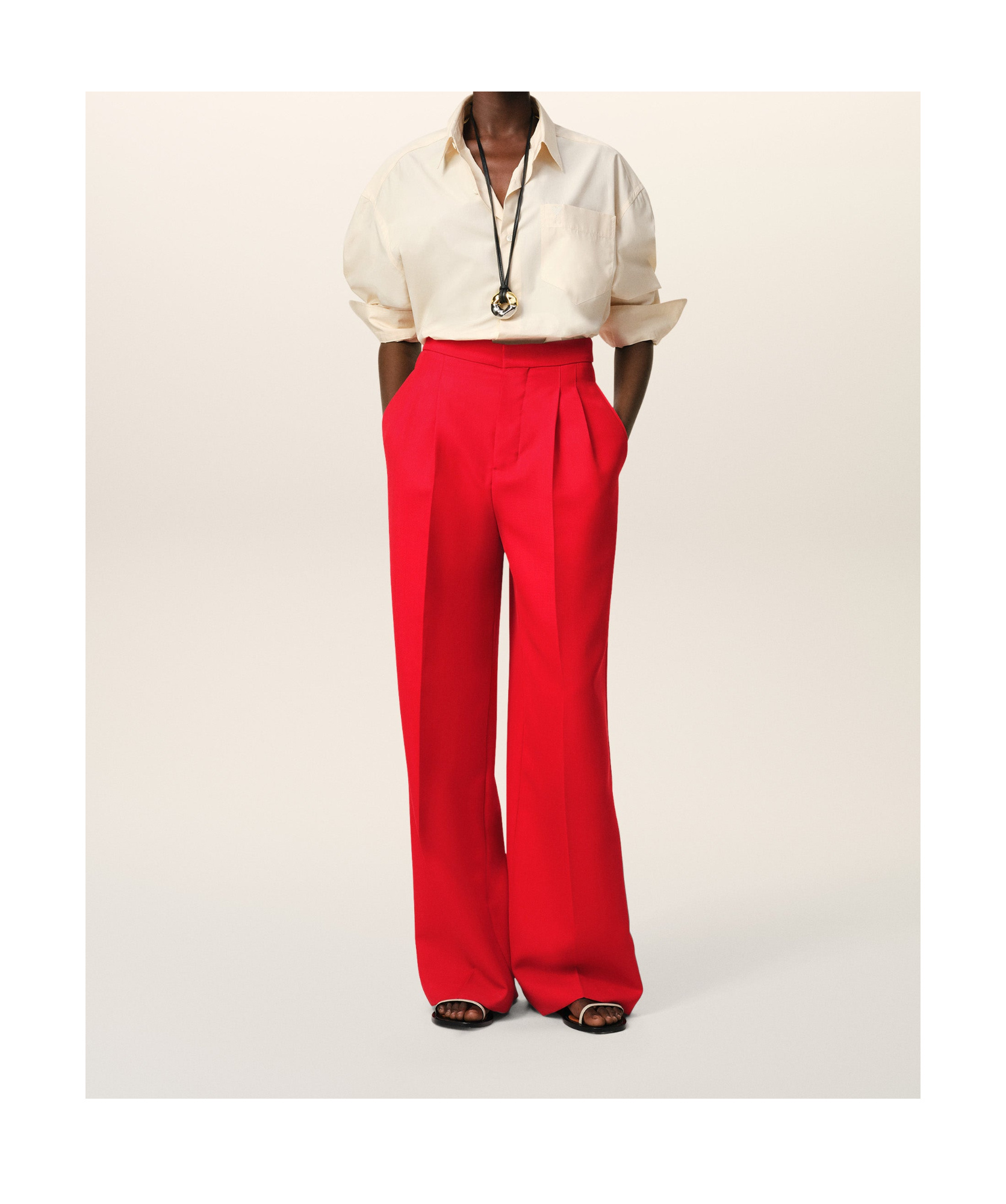 Ami Alexandre Mattiussi Red Wool High Waist Large Trousers Red In Red