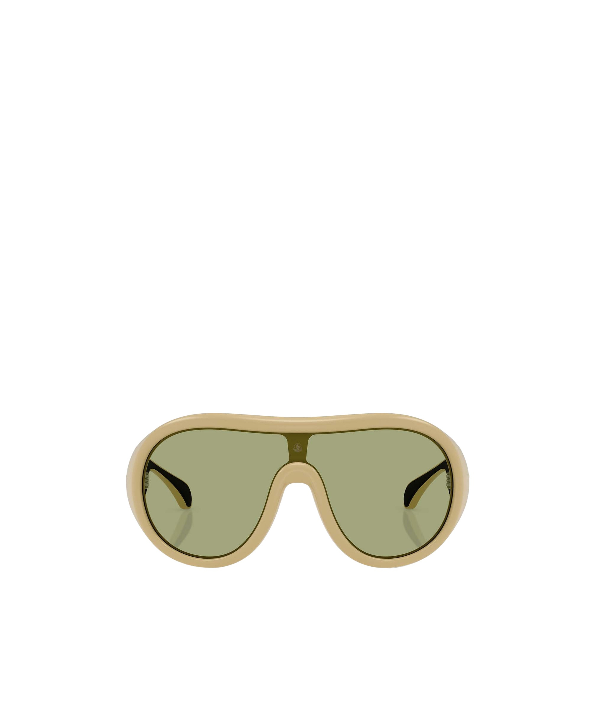 Moncler Cloche 135mm Polarized Pilot Shield Sunglasses In Green