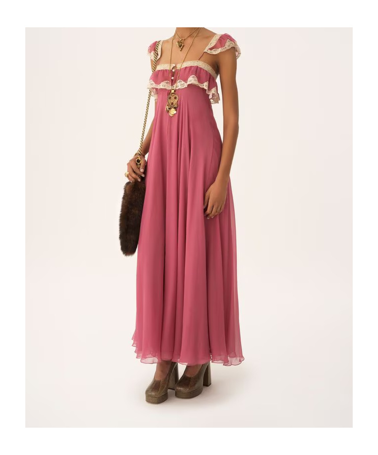 Chloé Lace Maxi Dress In Pink