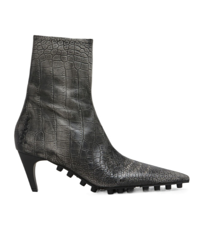 Marni Spike Crocodile-effect Leather Boots In Black
