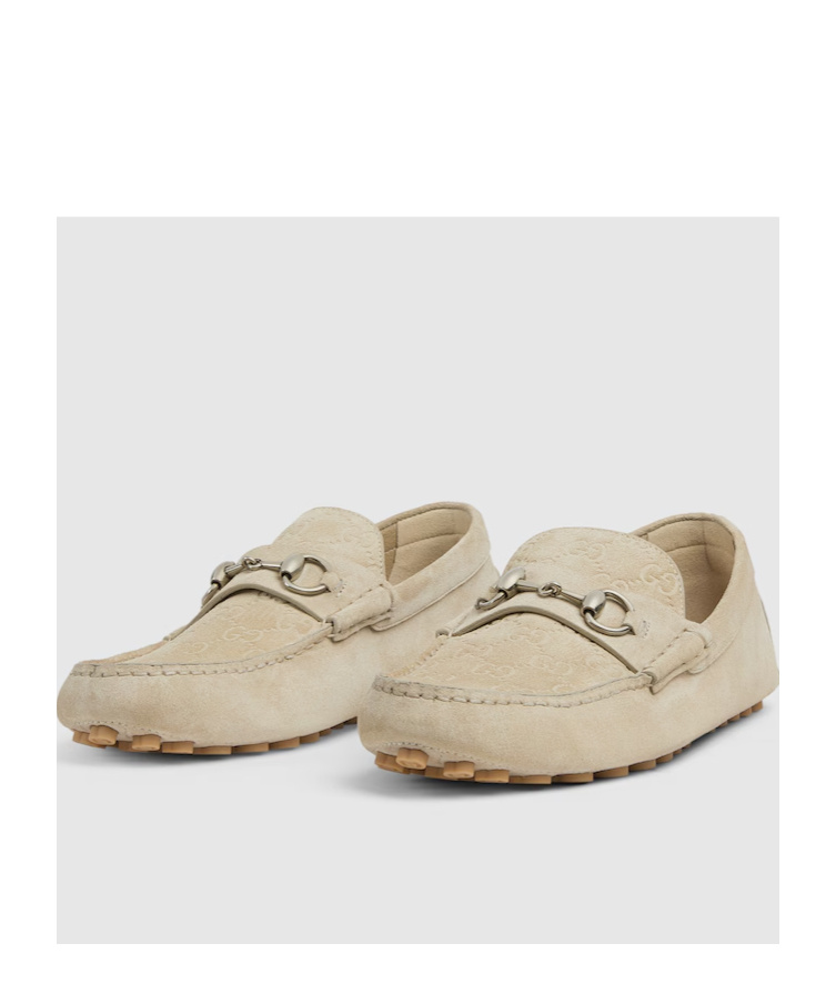 Gucci Men`s Driver Moccasin With Clamp In Nude
