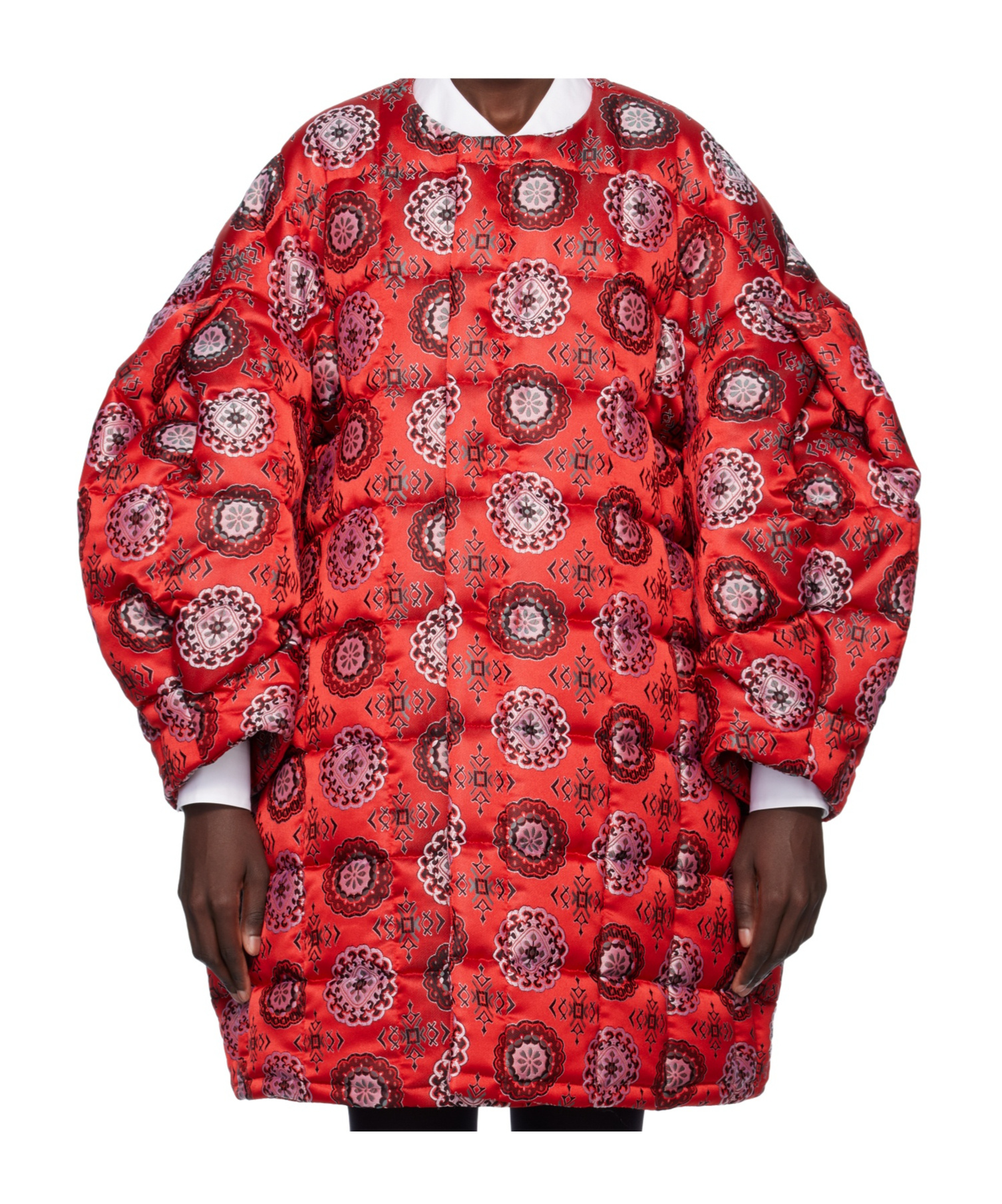 COMME DES GARÇONS RED POLYESTER JACQUARD QUILTED JACKET