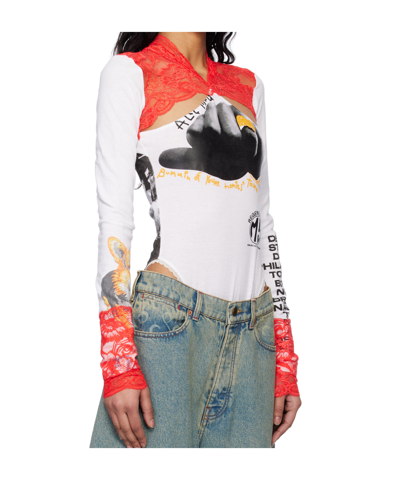 Marine Serre Long Sleeve Jumpsuit In White