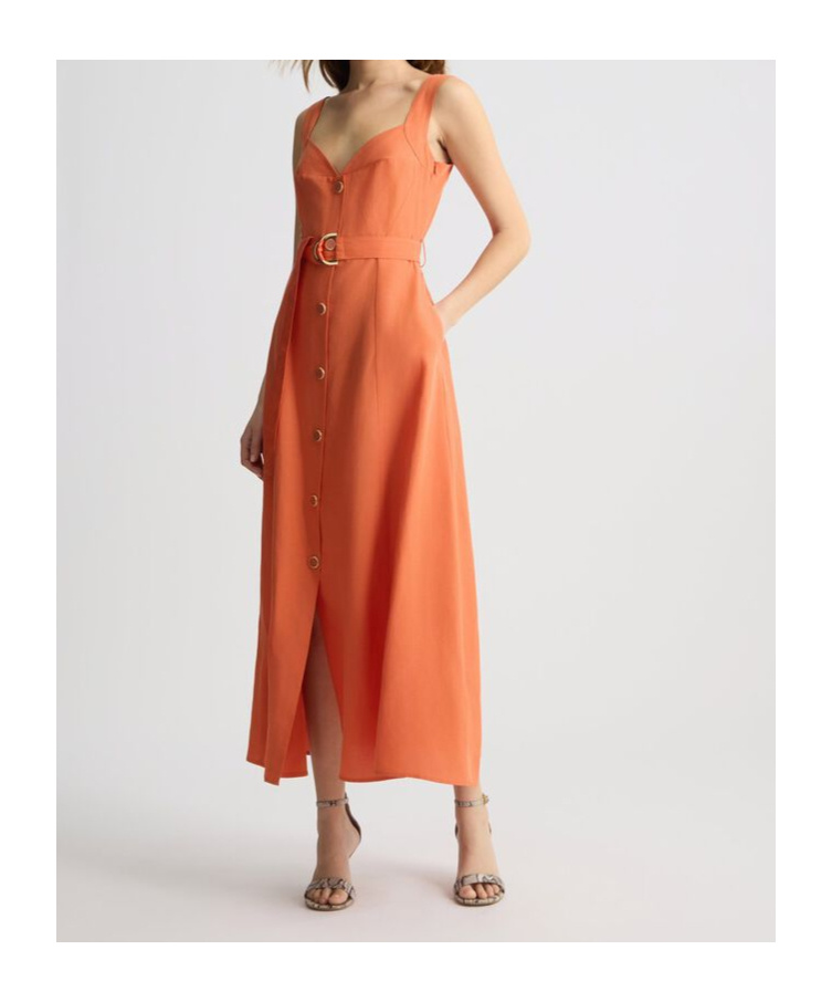 Liu •jo Liu Jo A-line Midi Dress With Button-down Front In Red