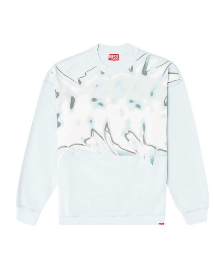 Diesel Distressed Sweatshirt With Graffiti Print In Brown