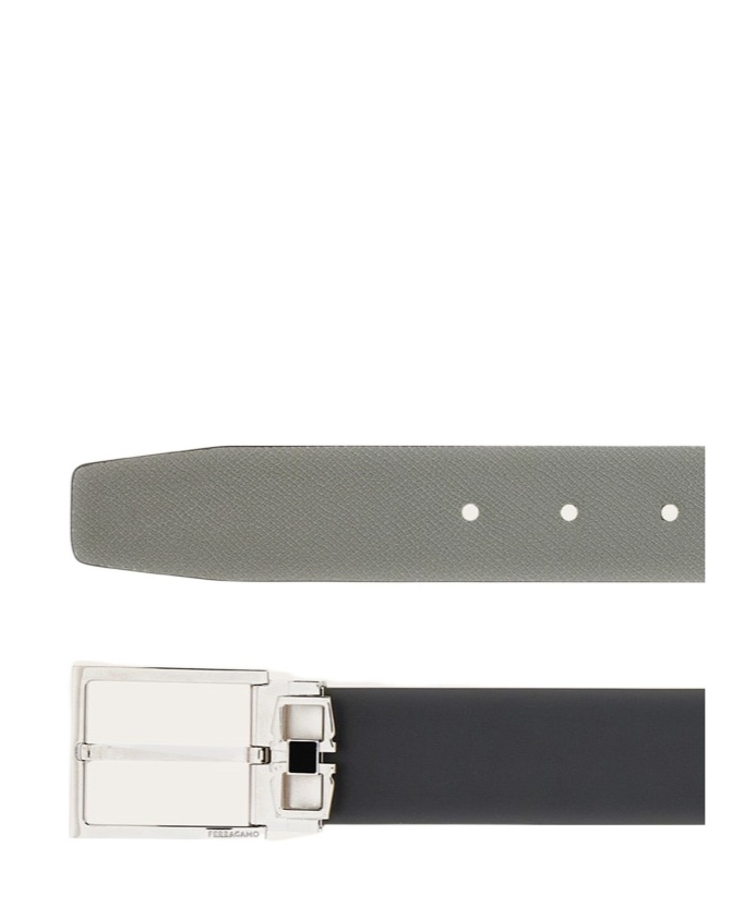 Ferragamo Reversible Leather Buckled Belt In Black