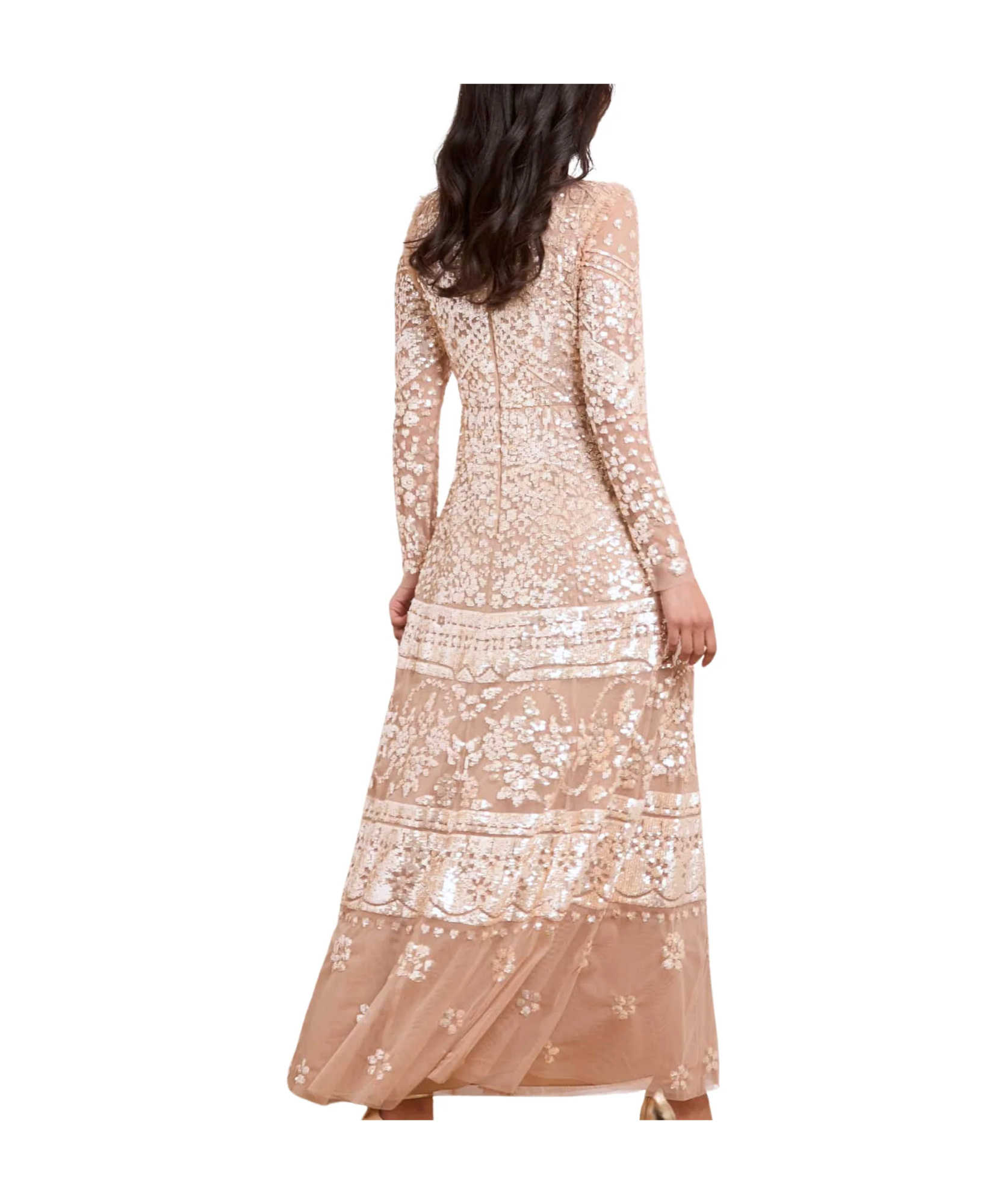Needle & Thread Aurora Sequin-embellished Tiered Gown In Pink