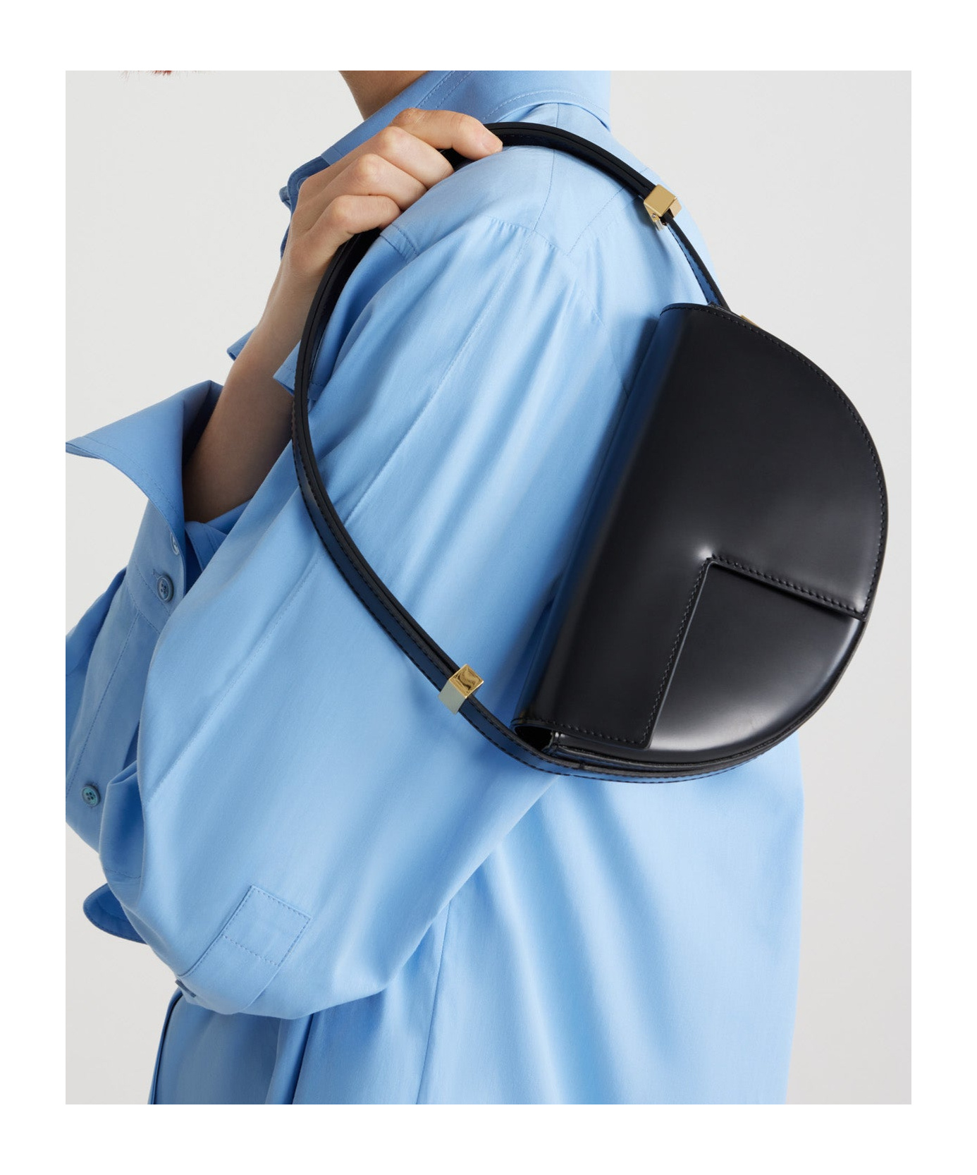 Patou Leather Shoulder Bag In Black