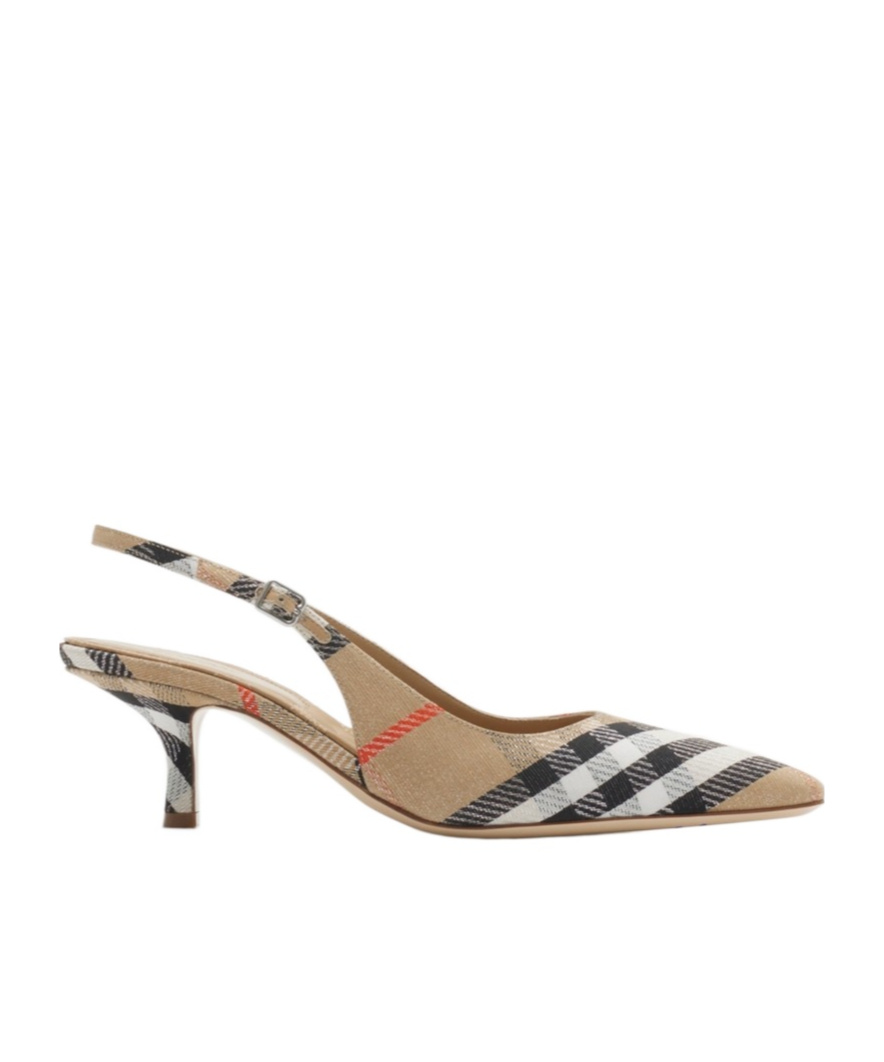 Burberry Slingback Pumps Birdie Check Women In Nude