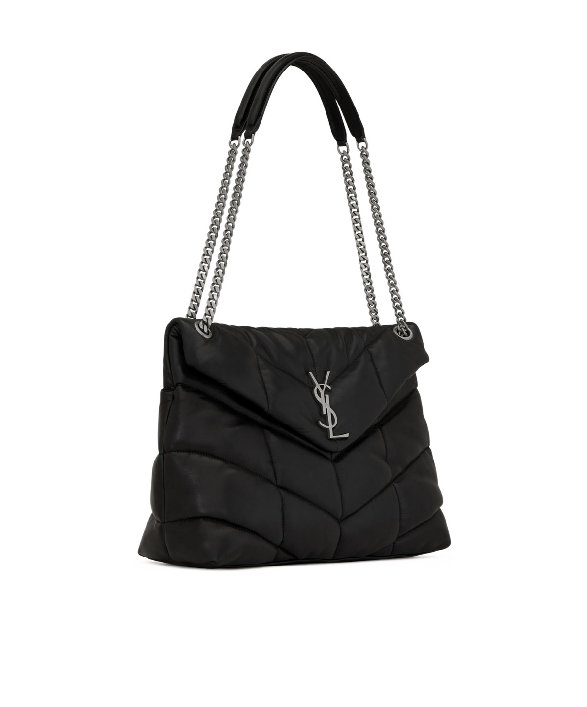 Saint Laurent Medium Loulou Leather Shoulder Bag In Black