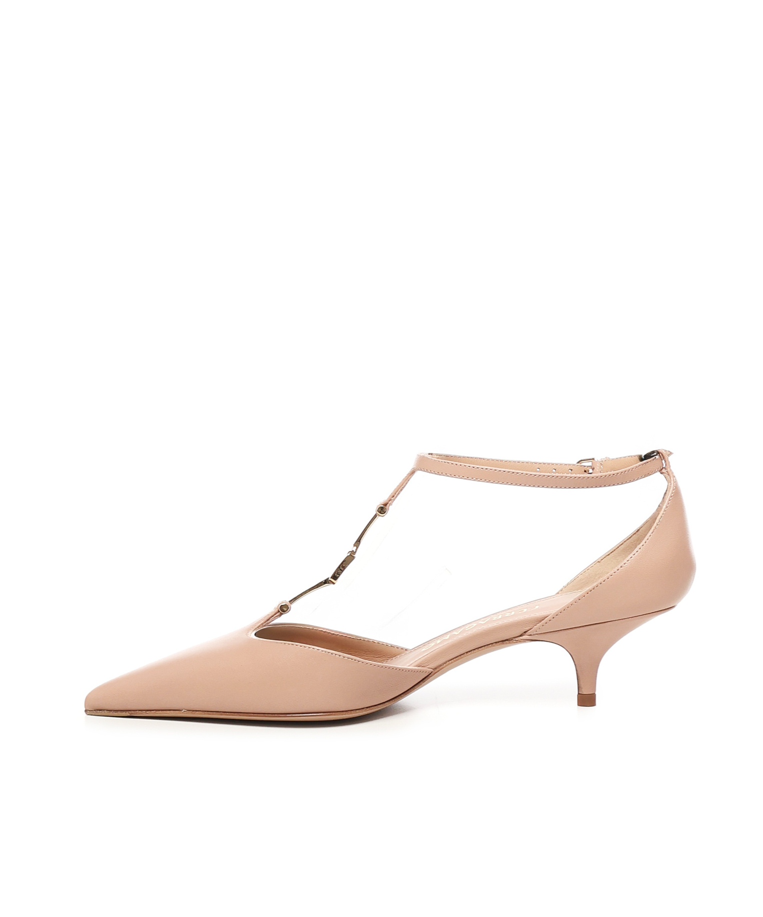 Ferragamo F Buckle T-strap Pumps In Brown