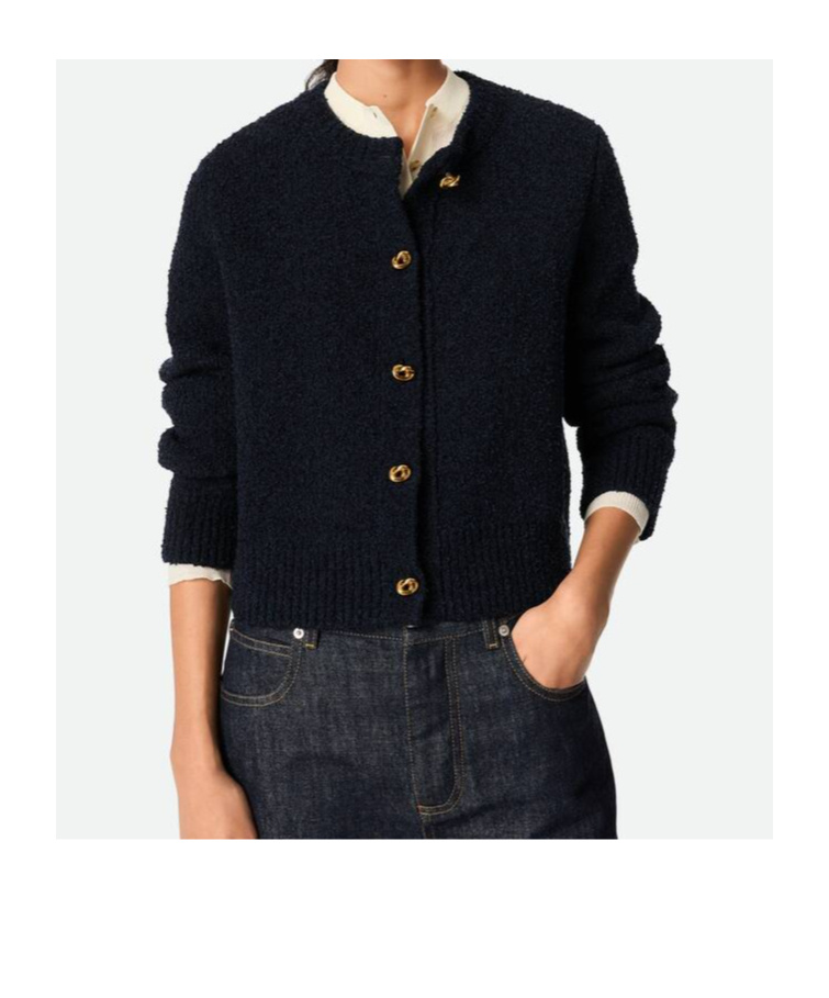 Bottega Veneta Boucle Cardigan In Black