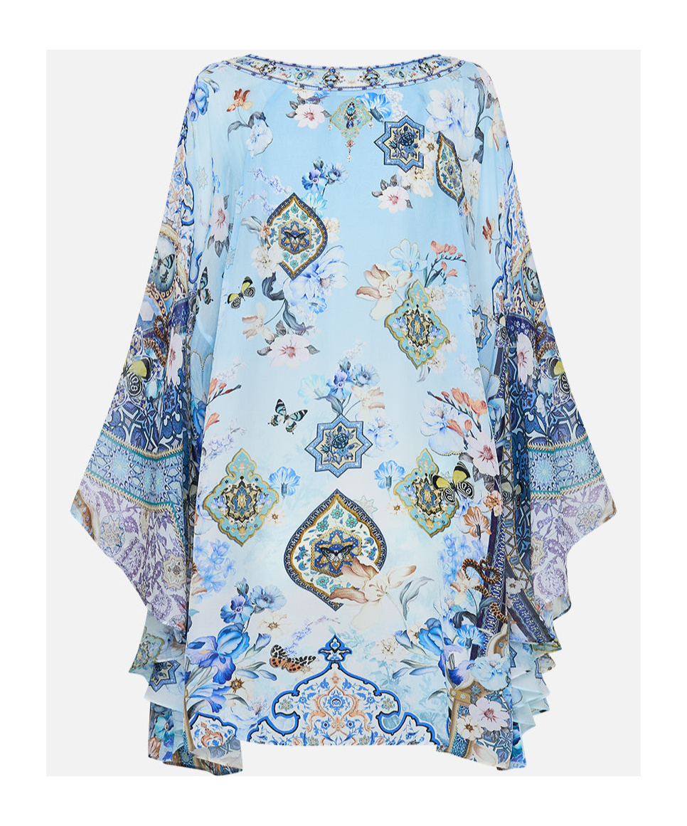 Camilla Raglan Sleeve Flared Kaftan Al Manial Palace Memoirs In Blue