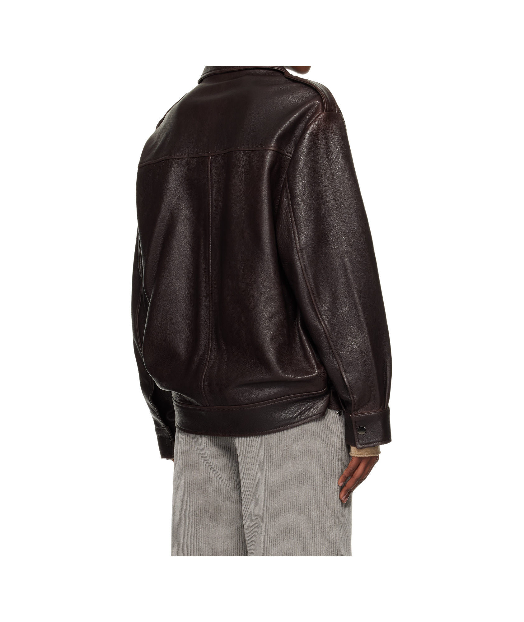 Nour Hammour Long-sleeved Leather Jacket In Black